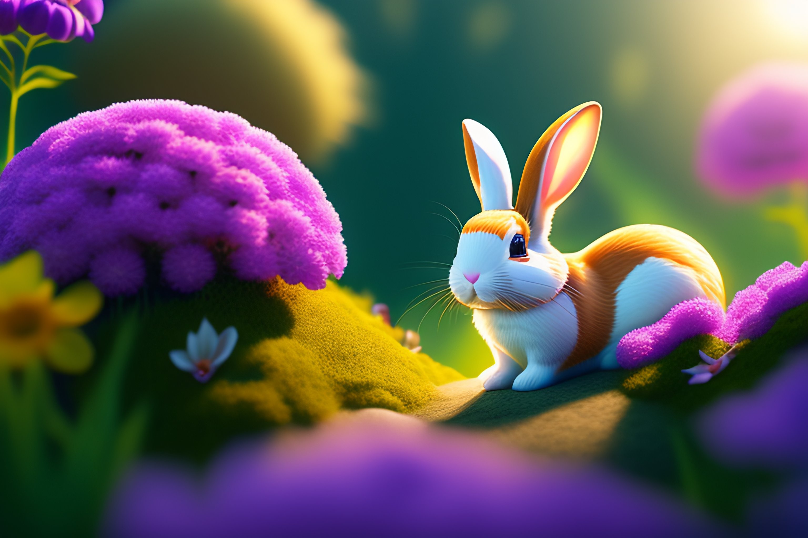 Lexica - Adorable beautiful curious rabbit and cute animal in flower ...