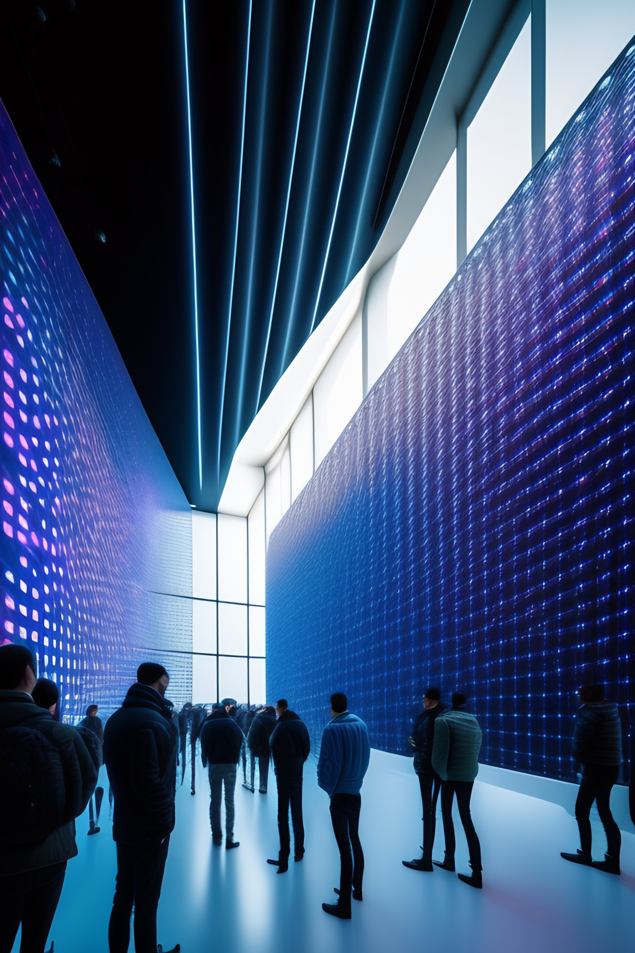 Lexica - Interior shot inside a cone made of metal lattice structure ...