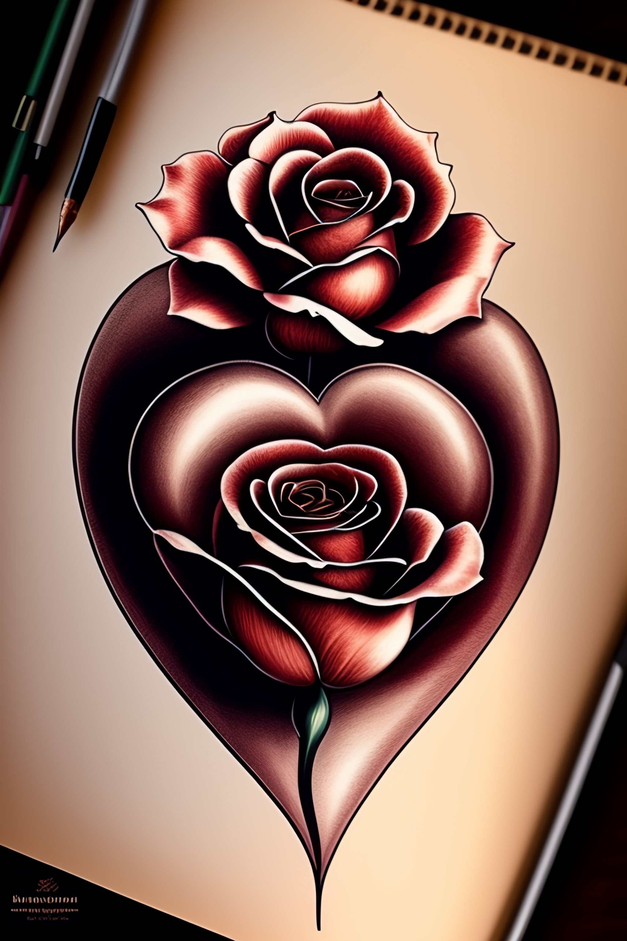 how to draw a rose with a heart step by step