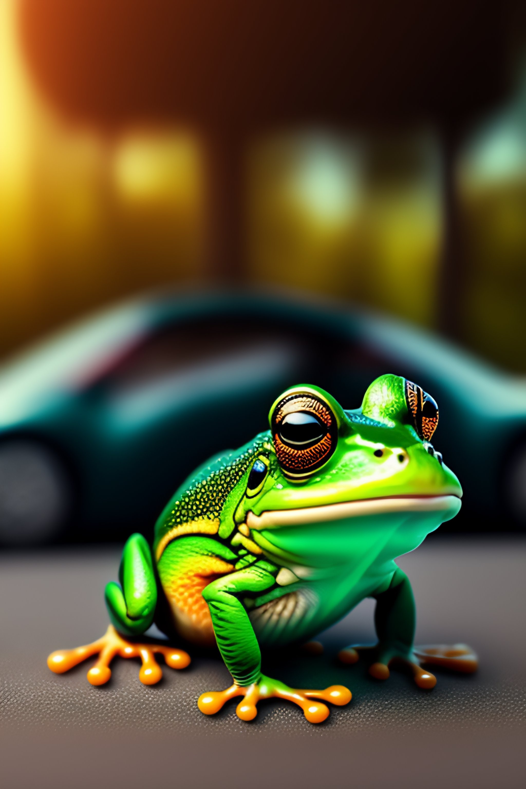 Lexica - Frog driving a car,realistic,4k