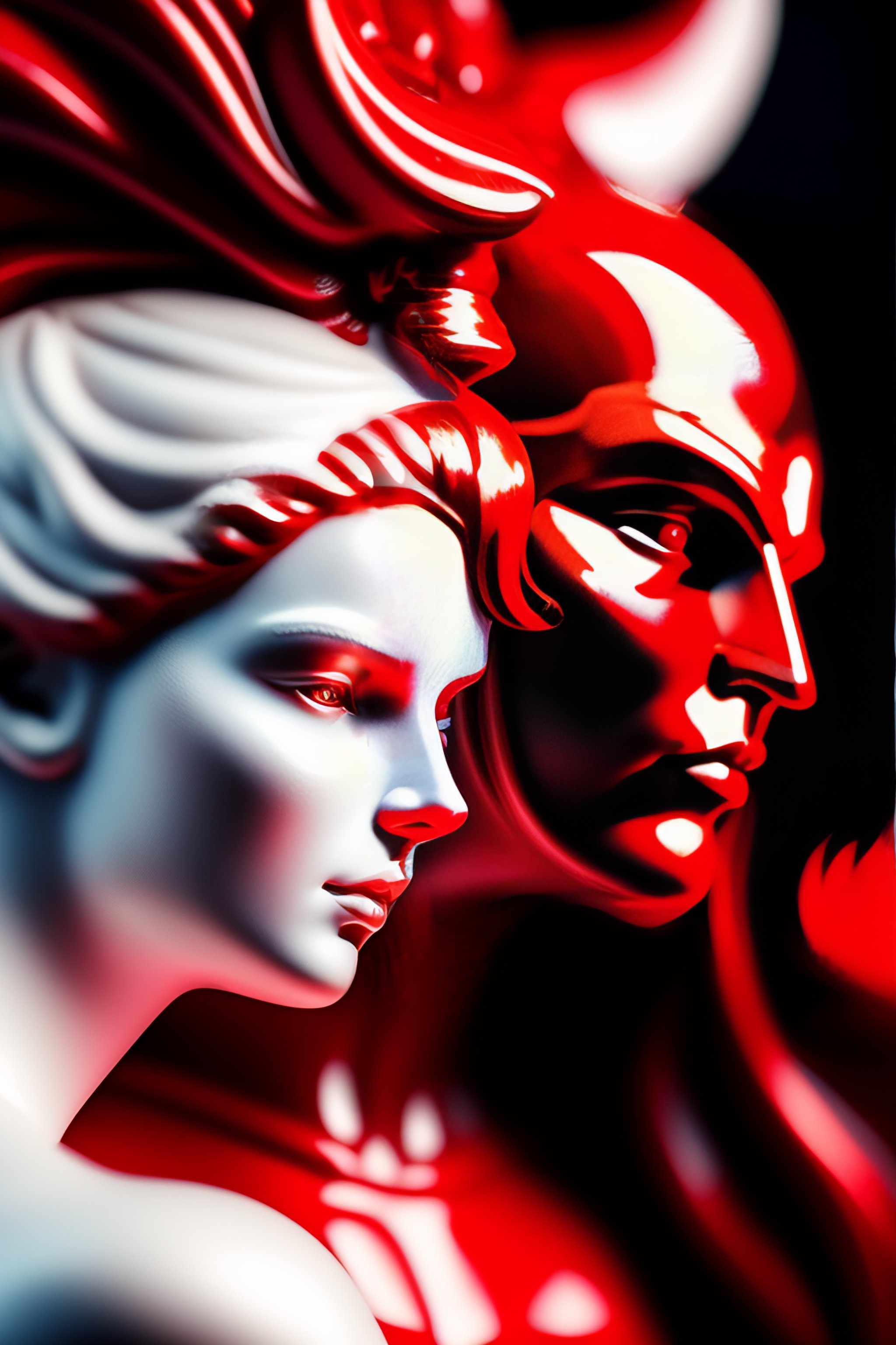 Lexica - Red demon fighting against white angel in epic battle, bright ...