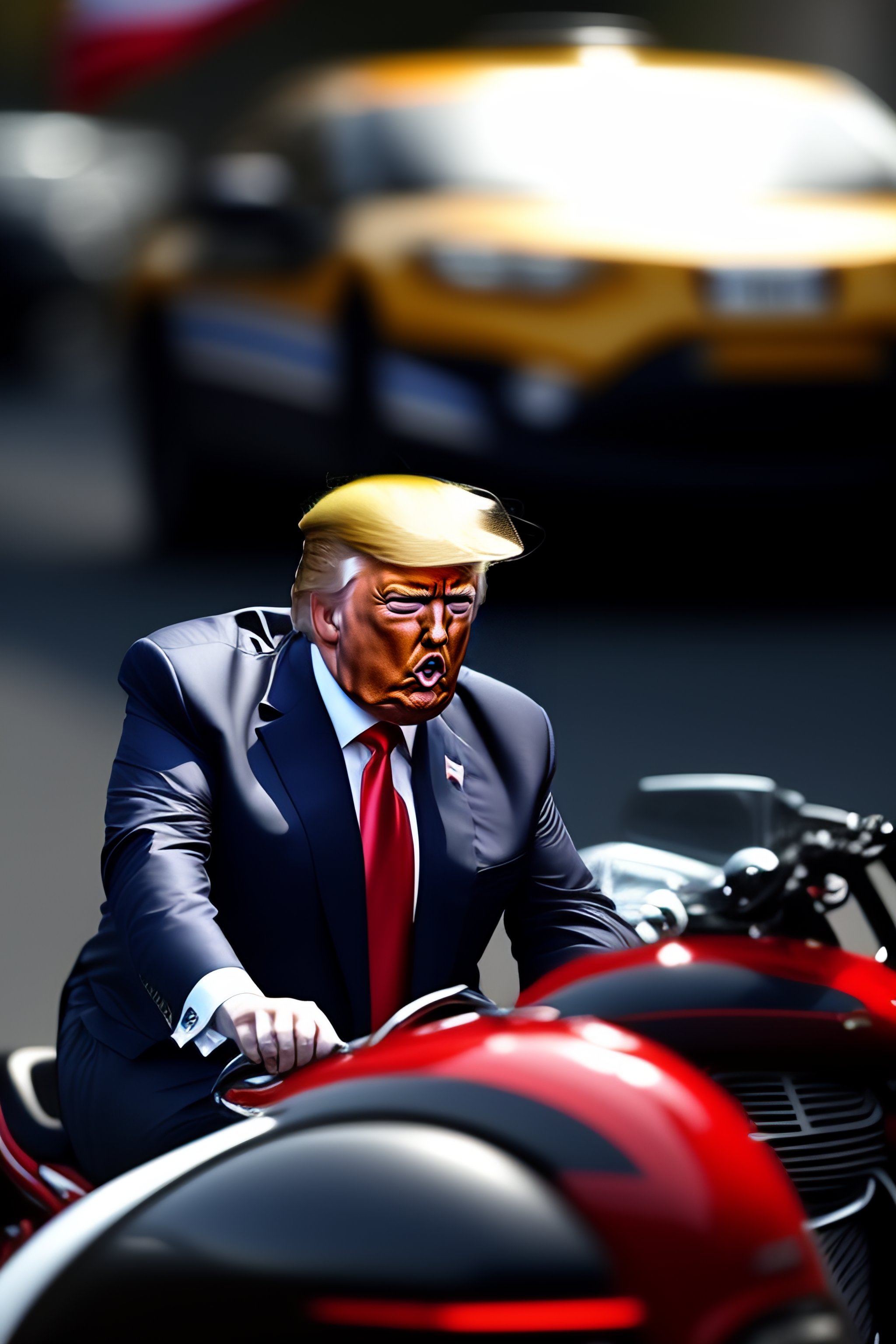 Lexica - Donald Trump riding a motorcycle is caught by the police