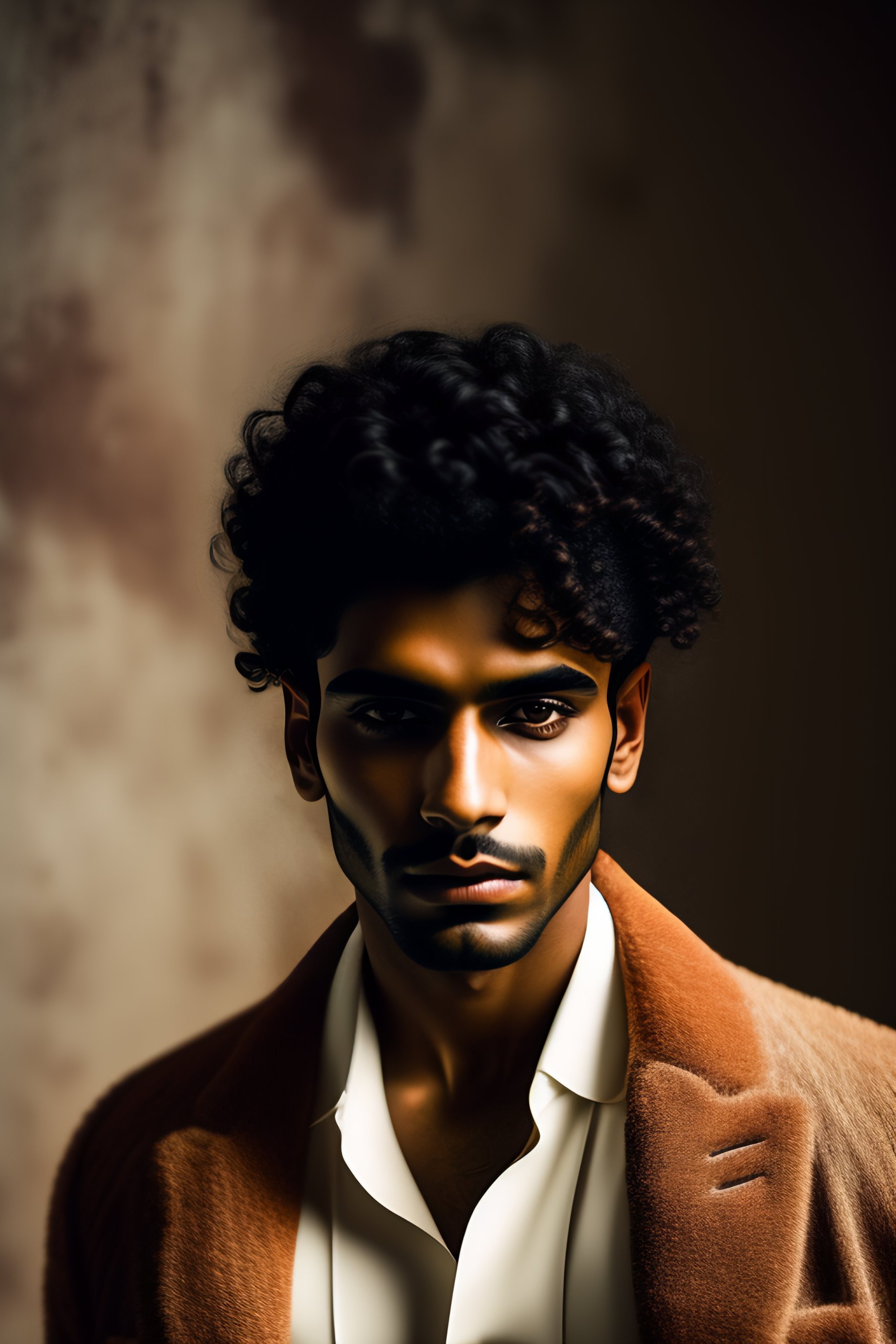Lexica - A photo of a beautiful Indian man with black curly hair ...
