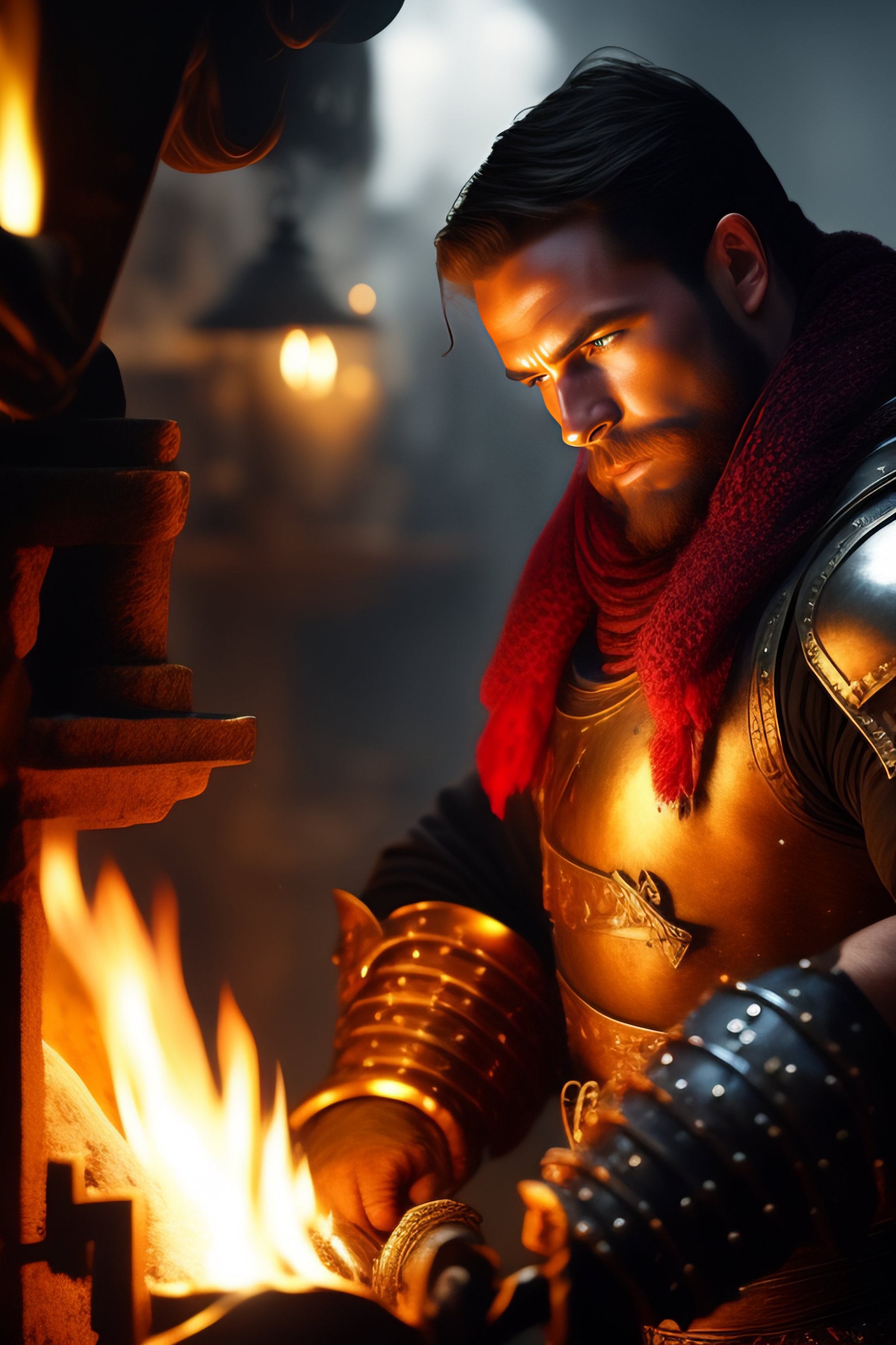 Lexica - Red dragon as a fantasy blacksmith