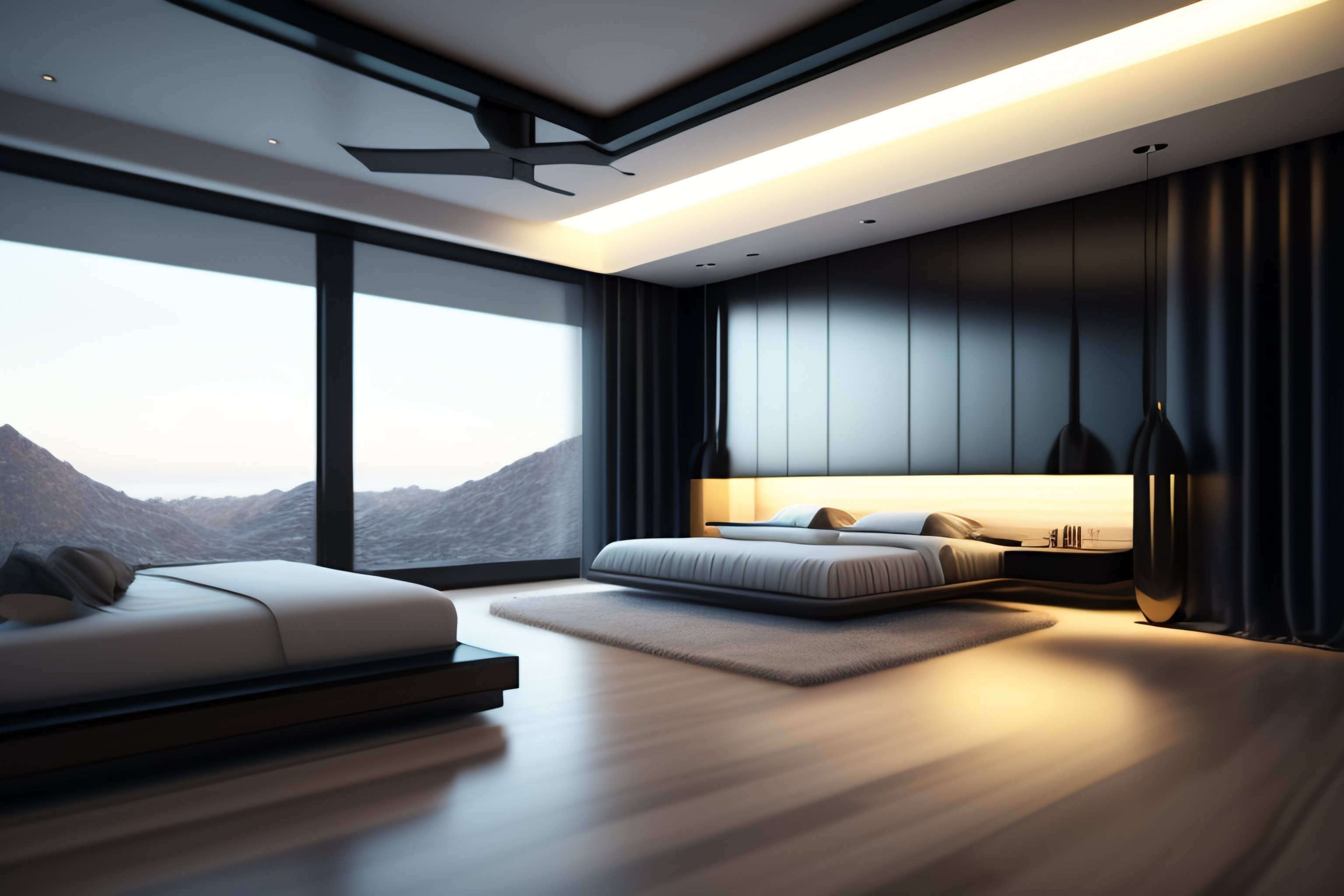 Lexica - An ultra wide angle photo of a floating bed hovering above the ...