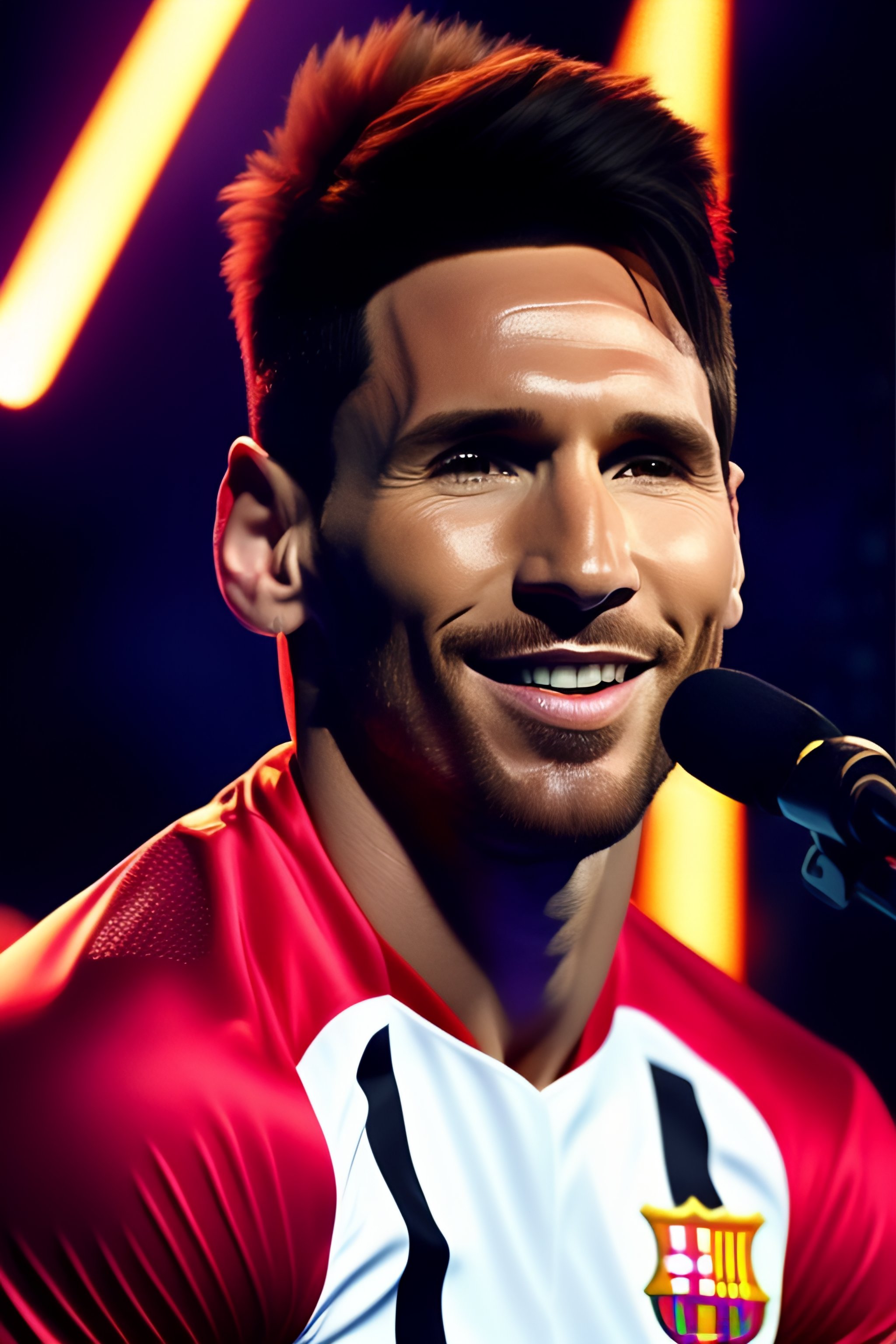 Lexica - Lionel Messi singing in the final of X Factor