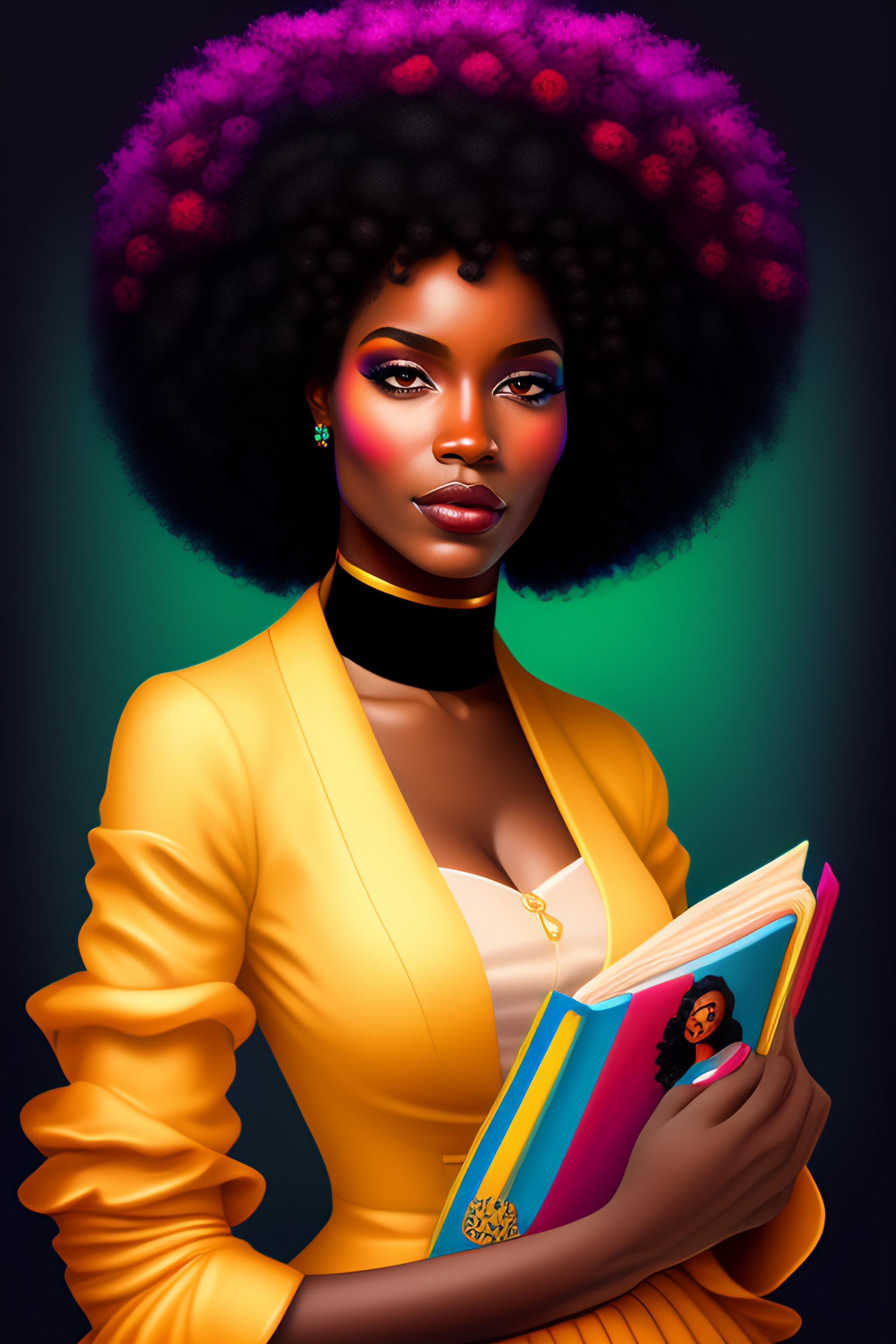 Lexica - Art nouveau beautiful black woman,pixar,with short afro