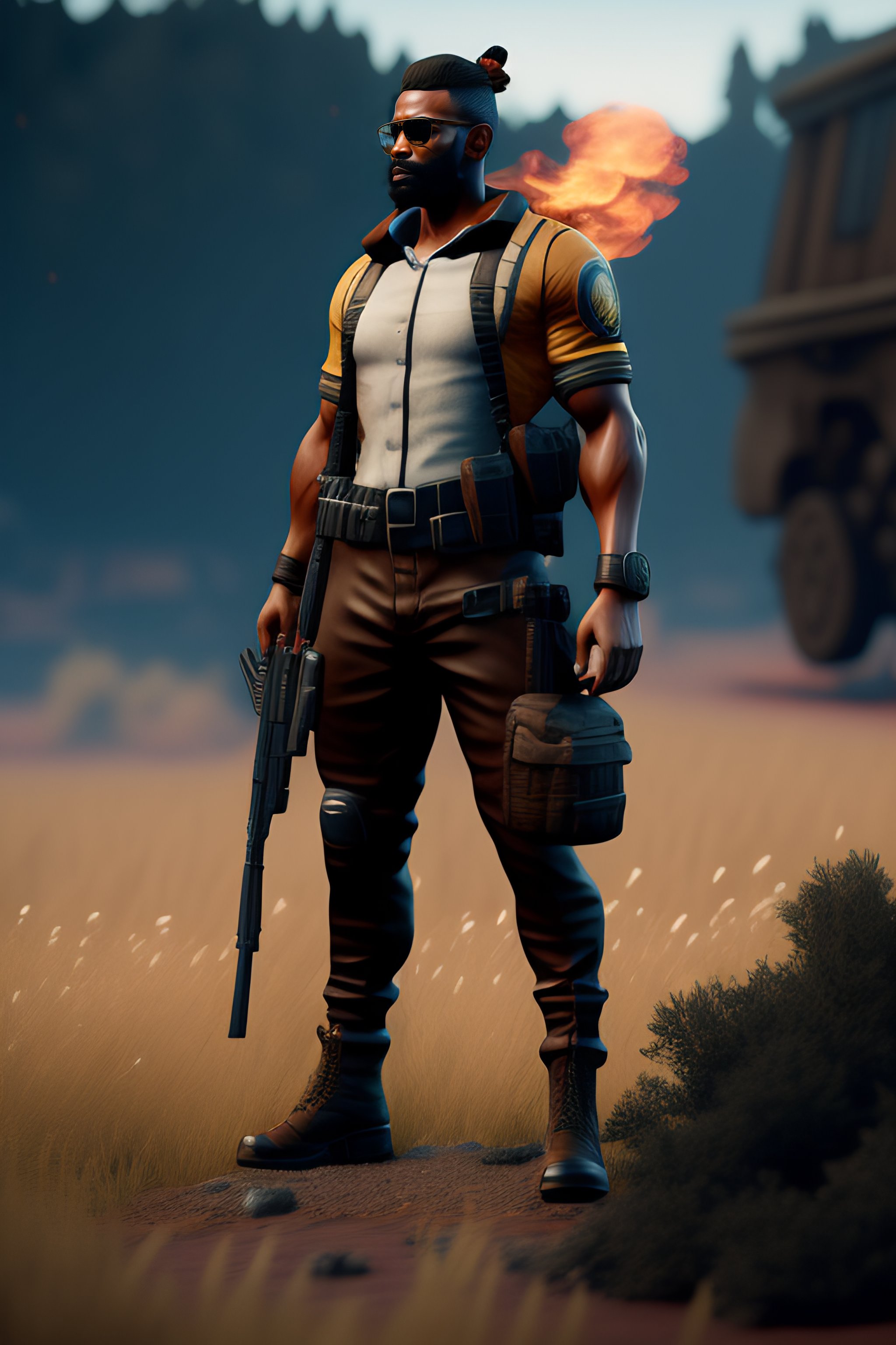 Lexica - Pubg character with a pan