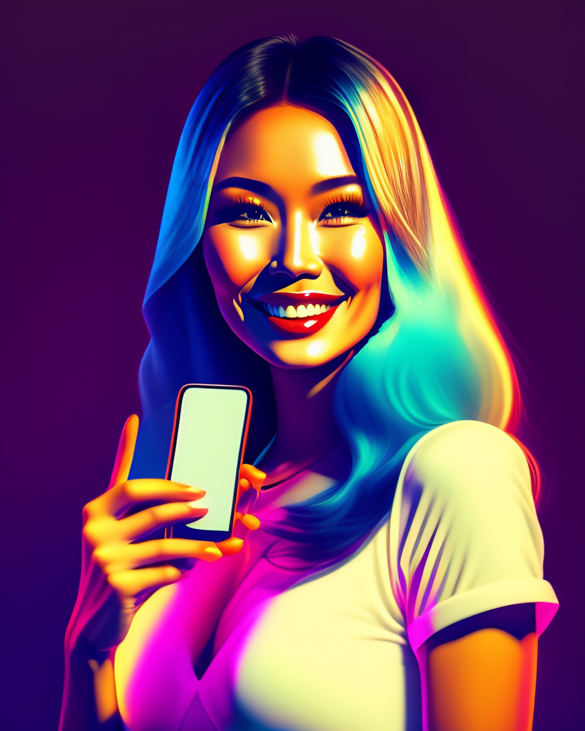 Lexica - Kazakh happy sexy woman holding smartphone, Kazakh happy sexy man  holding smartphone, smiling, white background, Pop Art, perfect lighting,  ...