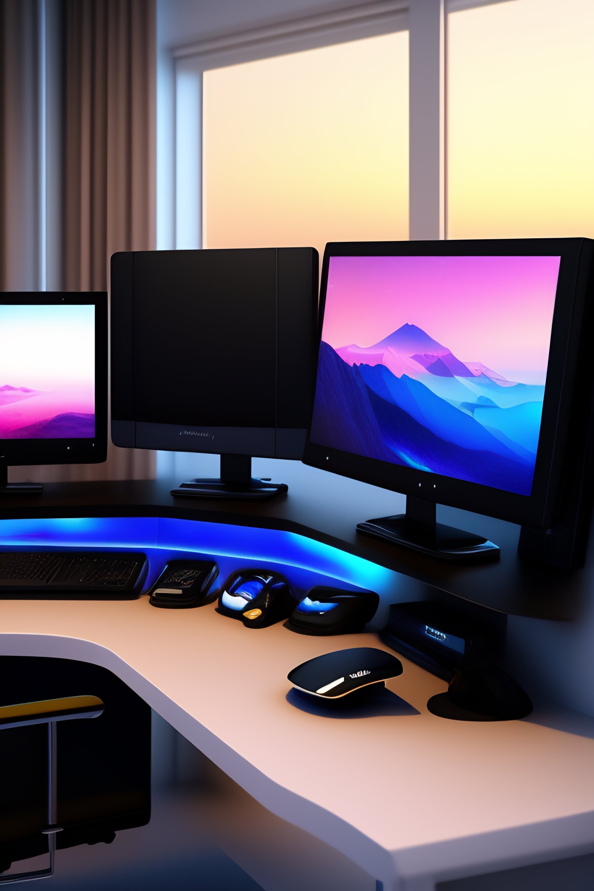 Lexica - Mdjrny-v4 style a modern desktop office with an arm get out of ...