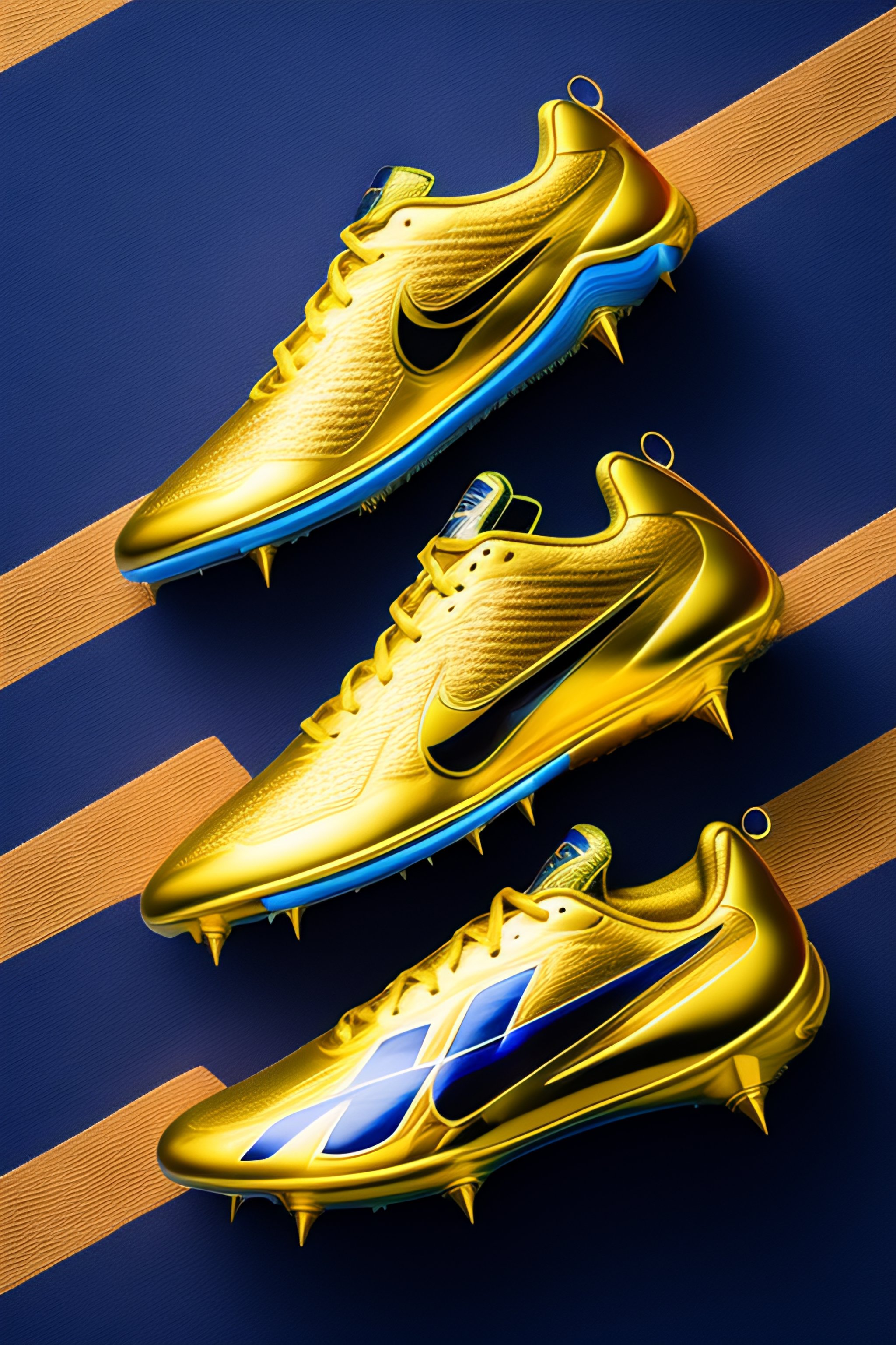 Blue and gold store track spikes