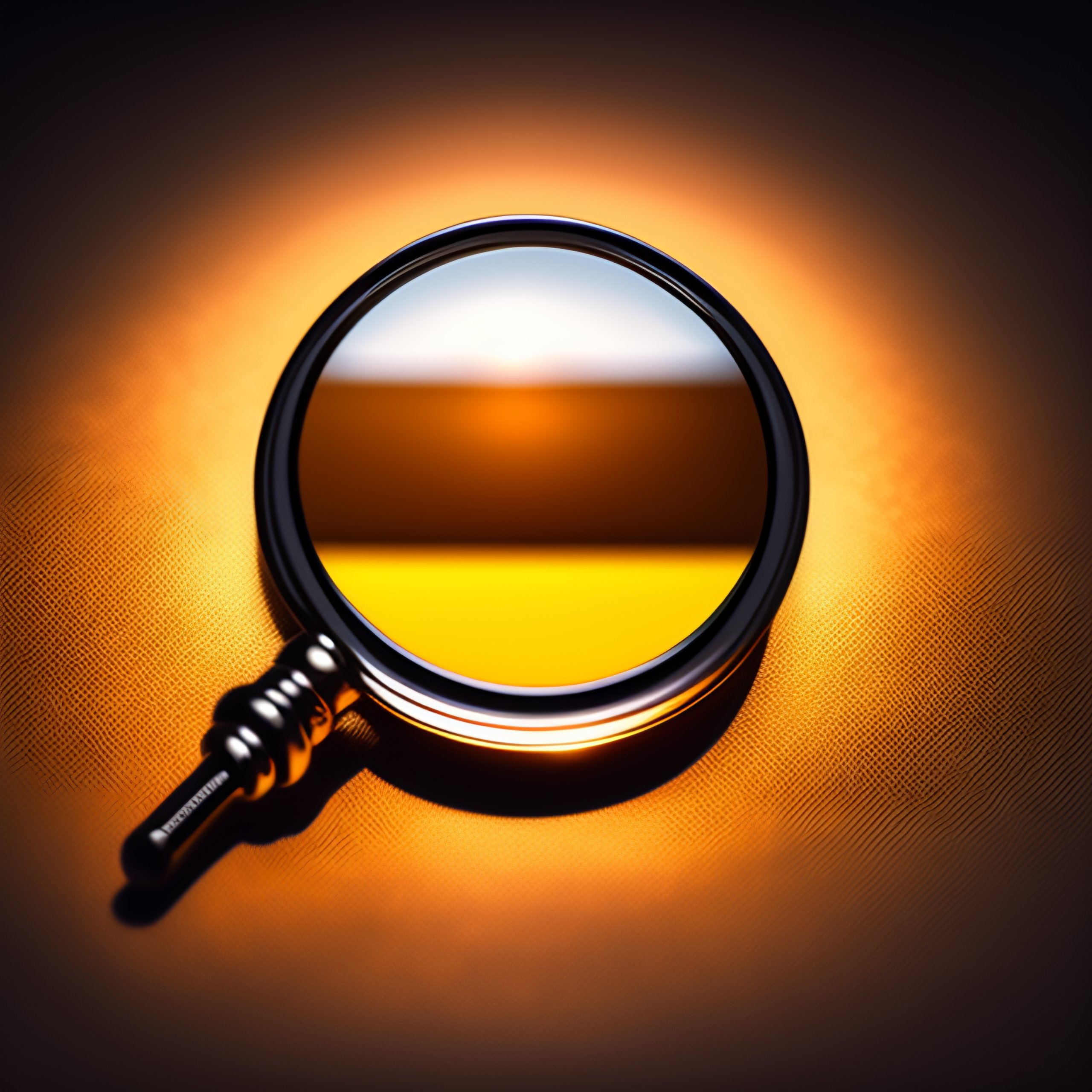 Lexica A coin inside a magnifying glass, website logo, simple, fewer