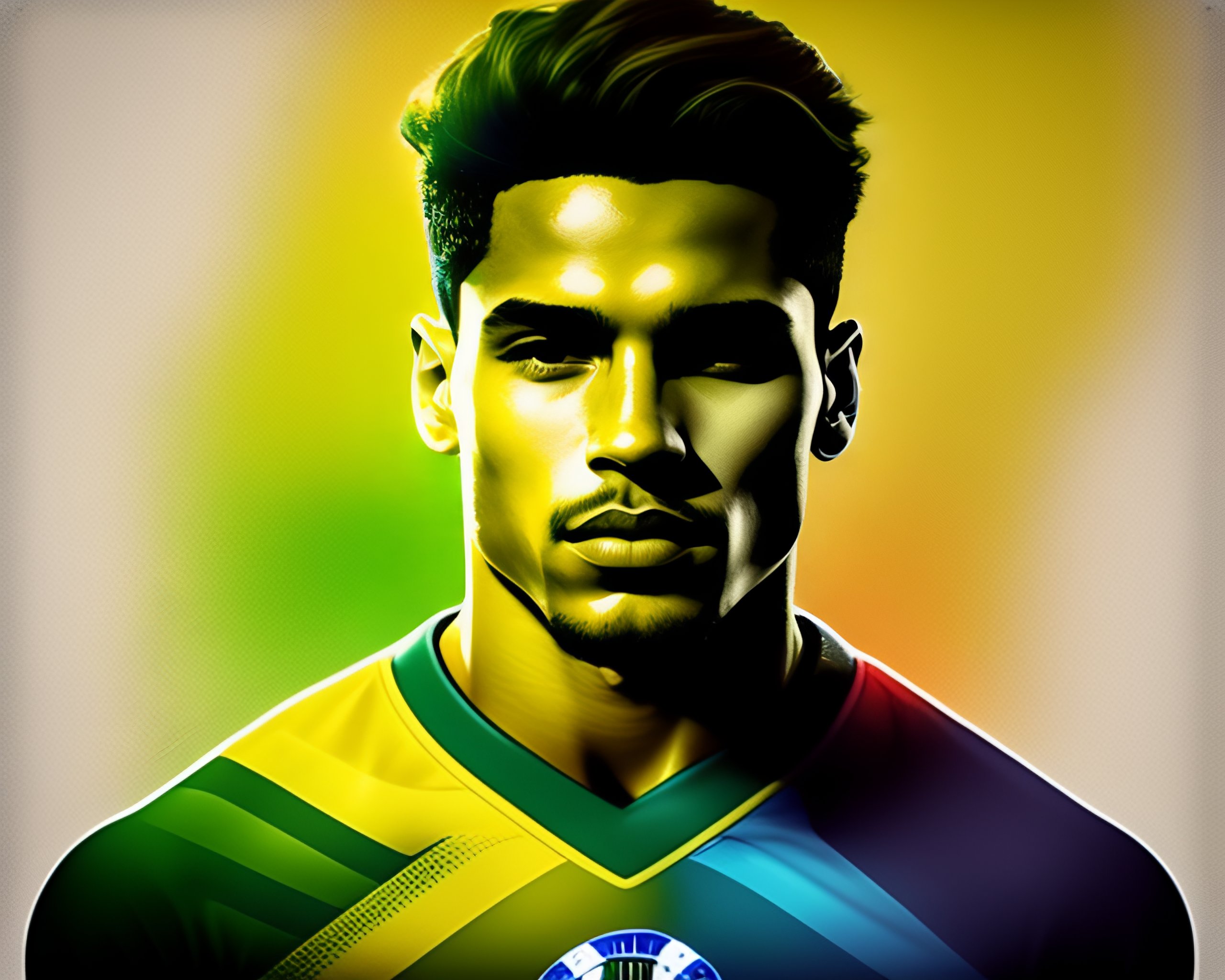 Lexica - Make a pop art of a soccer player with brazil jersey