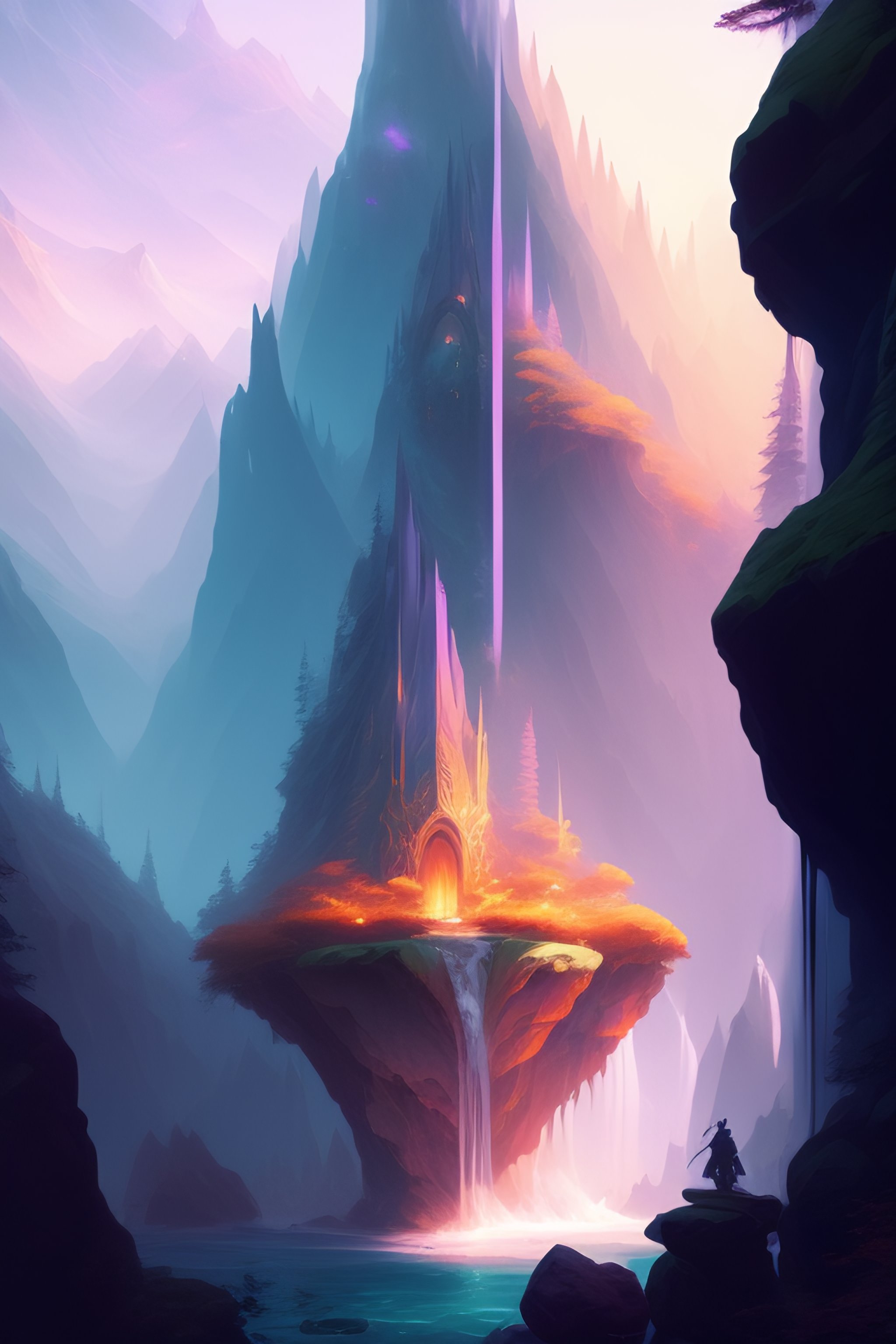 Lexica - [Peter Mohrbacher] Rivendell built on a cascading waterfall ...