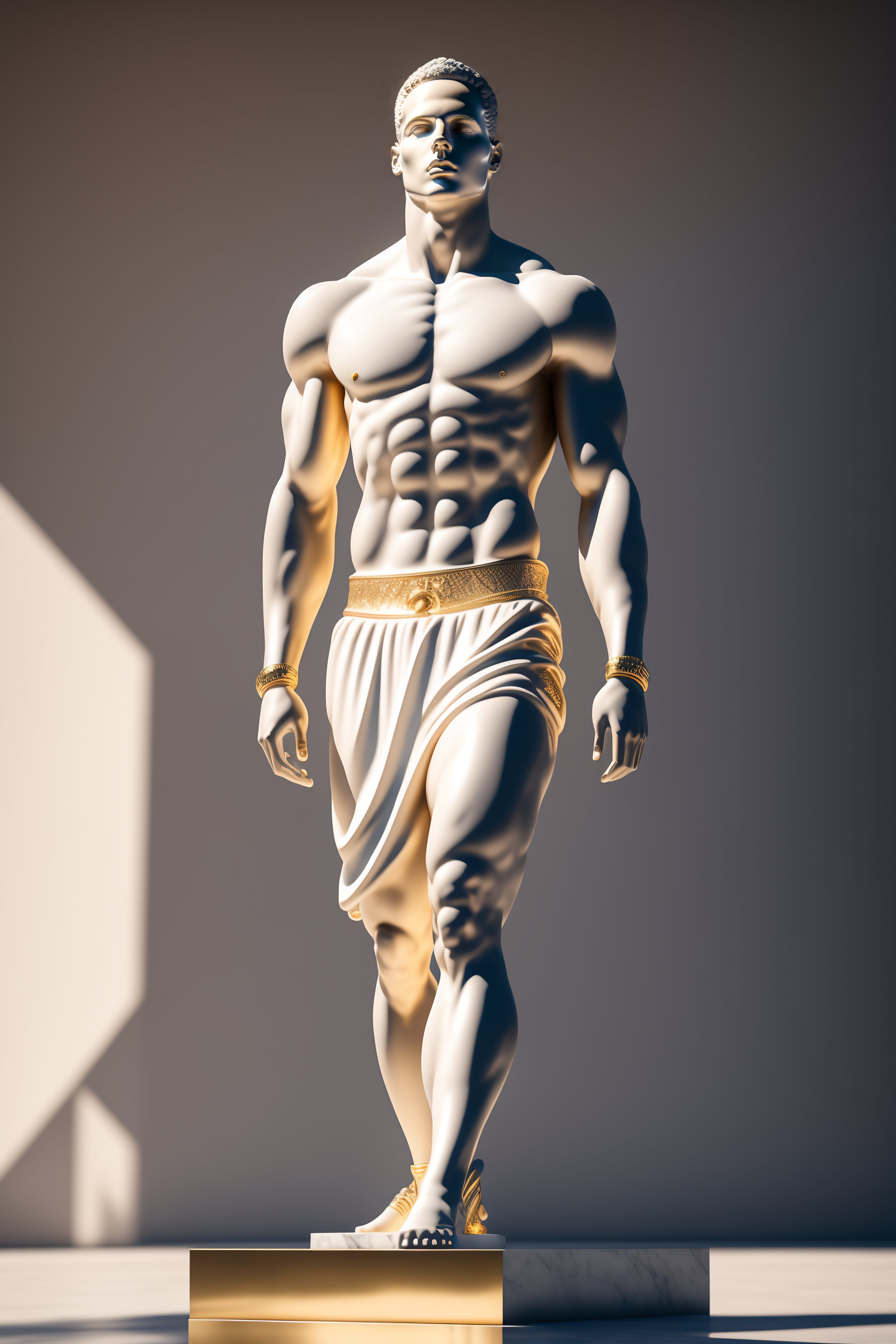 Lexica - A statue made of white marble with gold veins, of steph curry ...