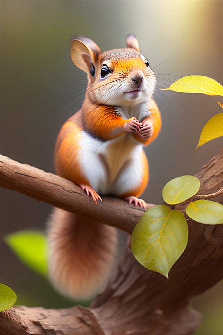 Lexica - With her wings fluttering, Chirpy led the squirrel through the ...