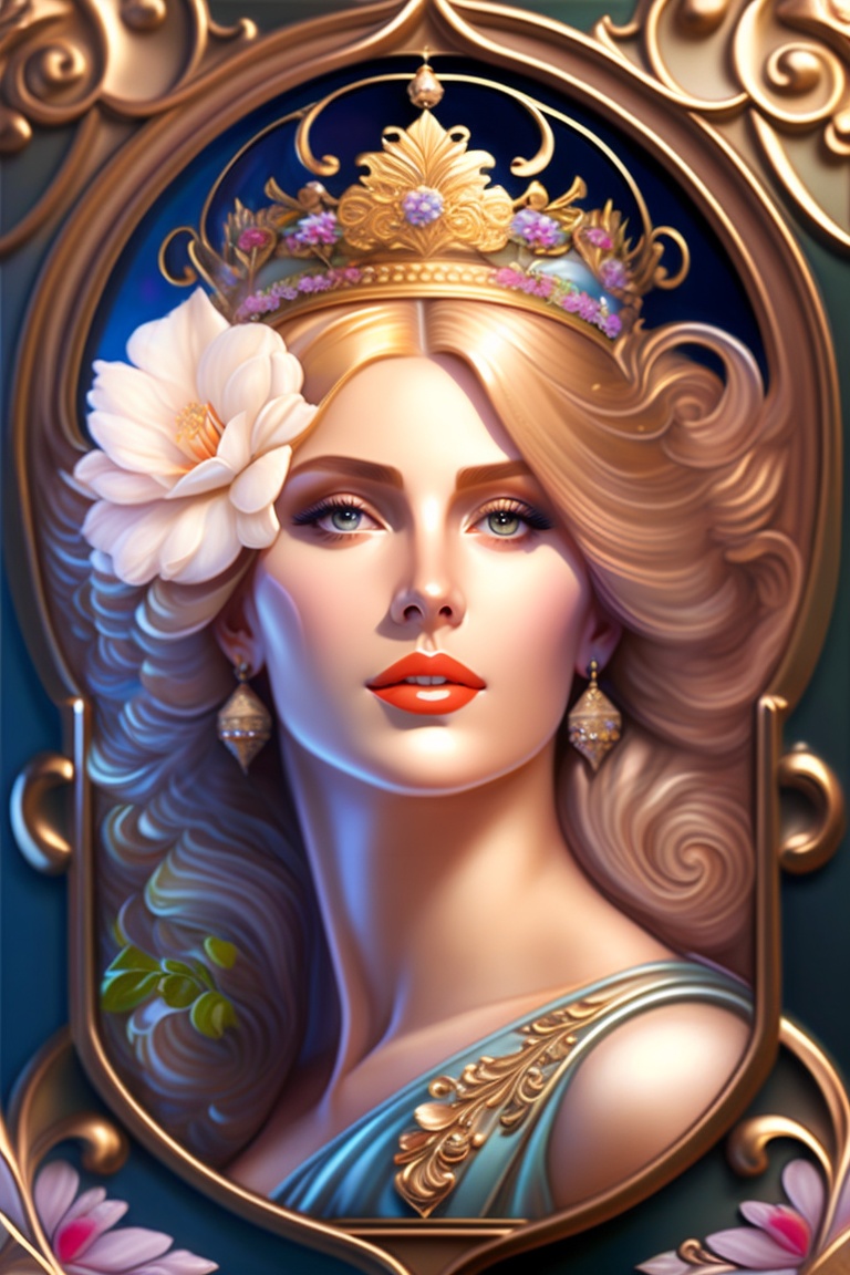 Lexica Queen , ceramic tile art, depicting beautiful flowers