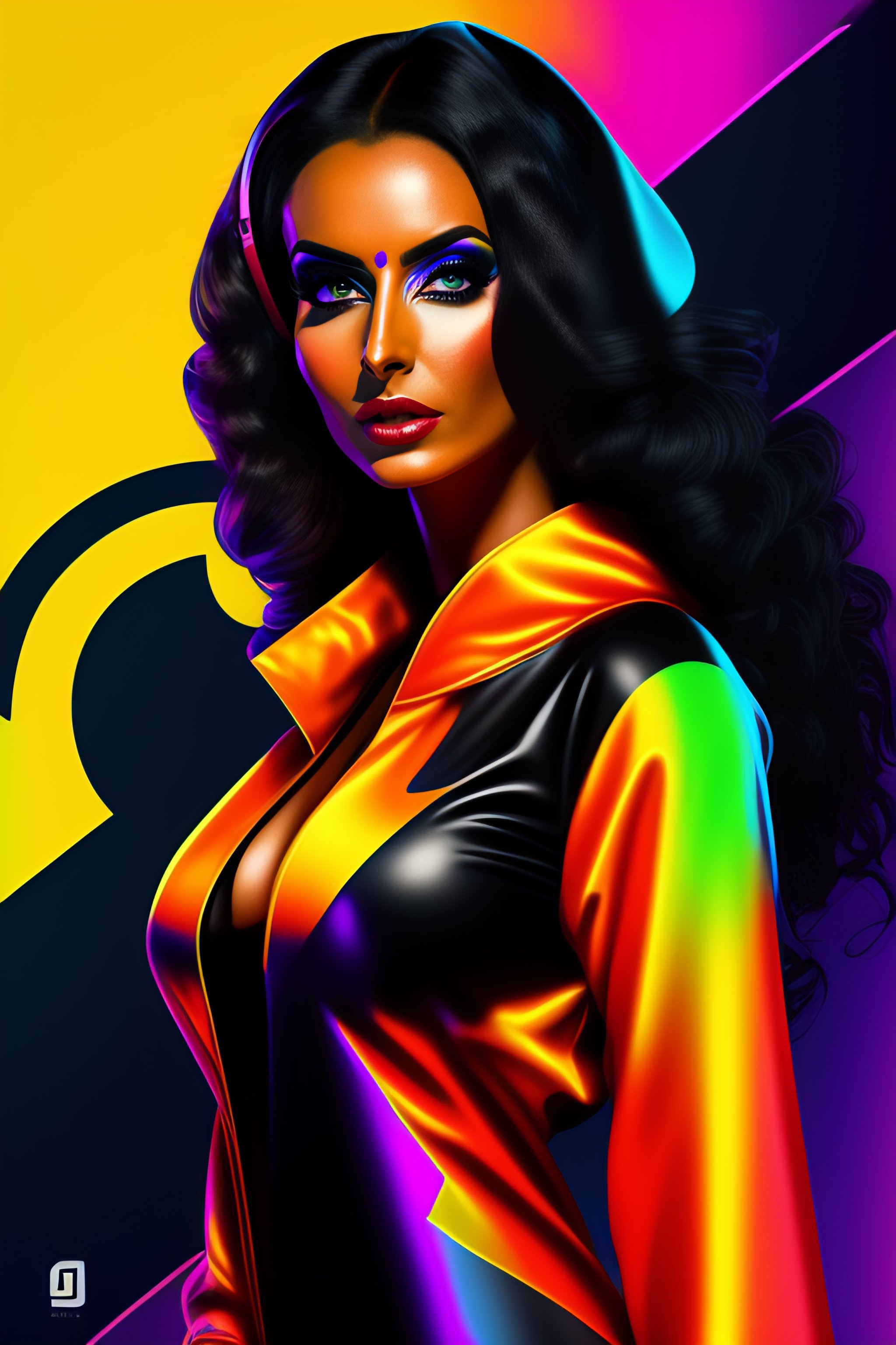 Lexica - Anissa Kate as An anthropomorphic beautiful female borderlands 3  psycho portrait holding a binoculars wearing colourful robe , vector,  graph...