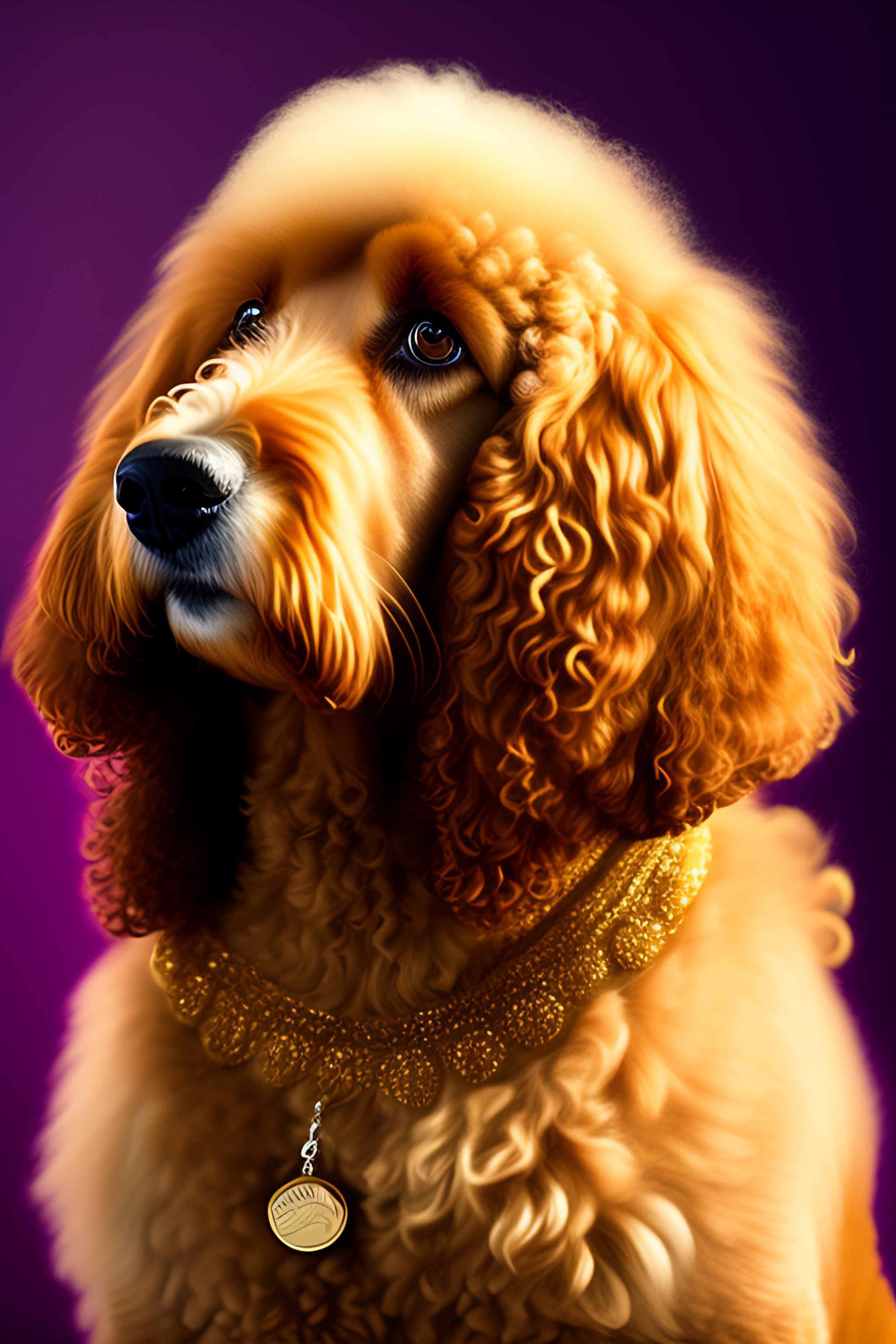 Lexica - Portrait of golden cockapoo dog with more poodle curls