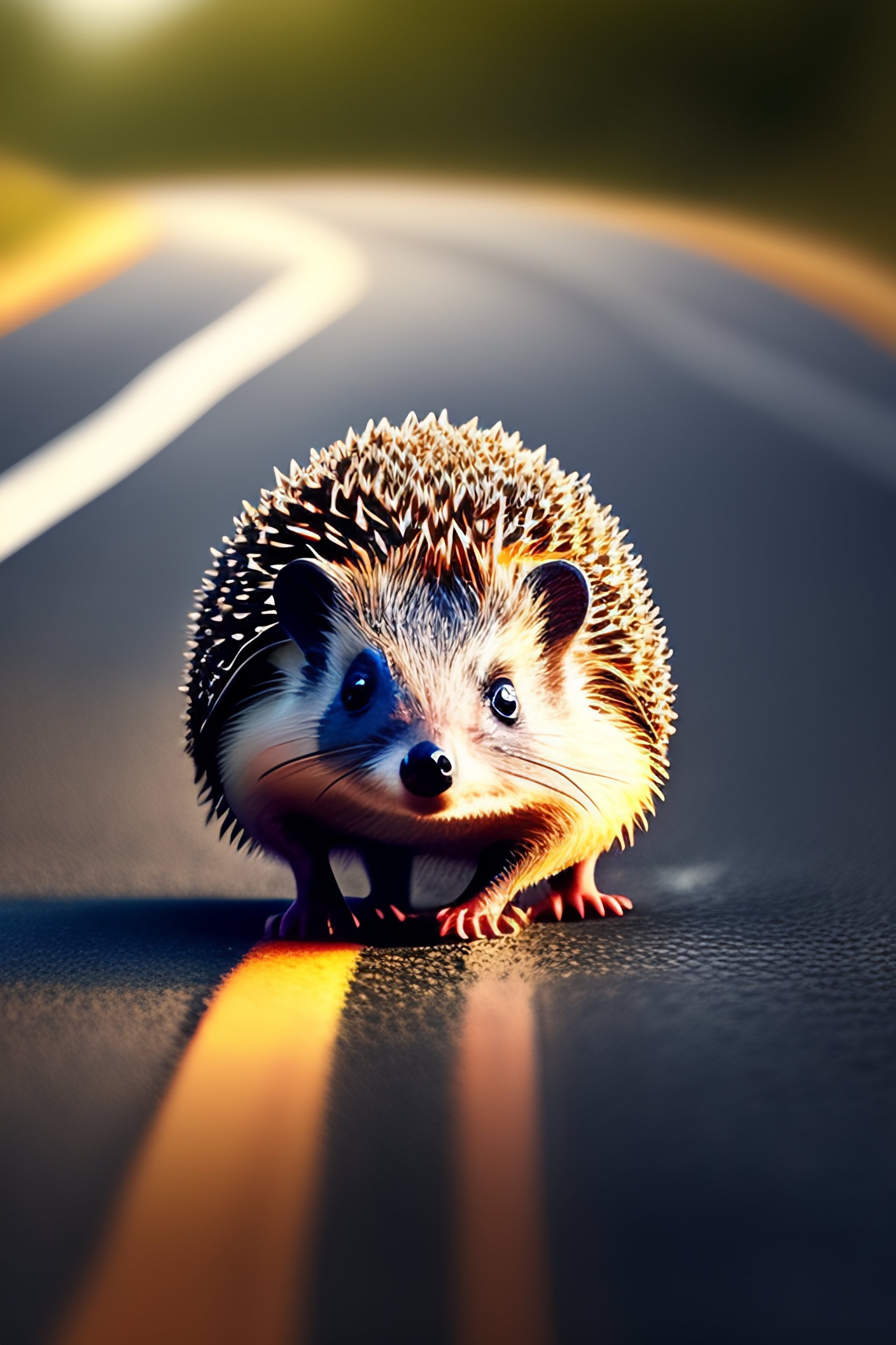 Lexica A hedgehog is about to cross the road but remembers to stay