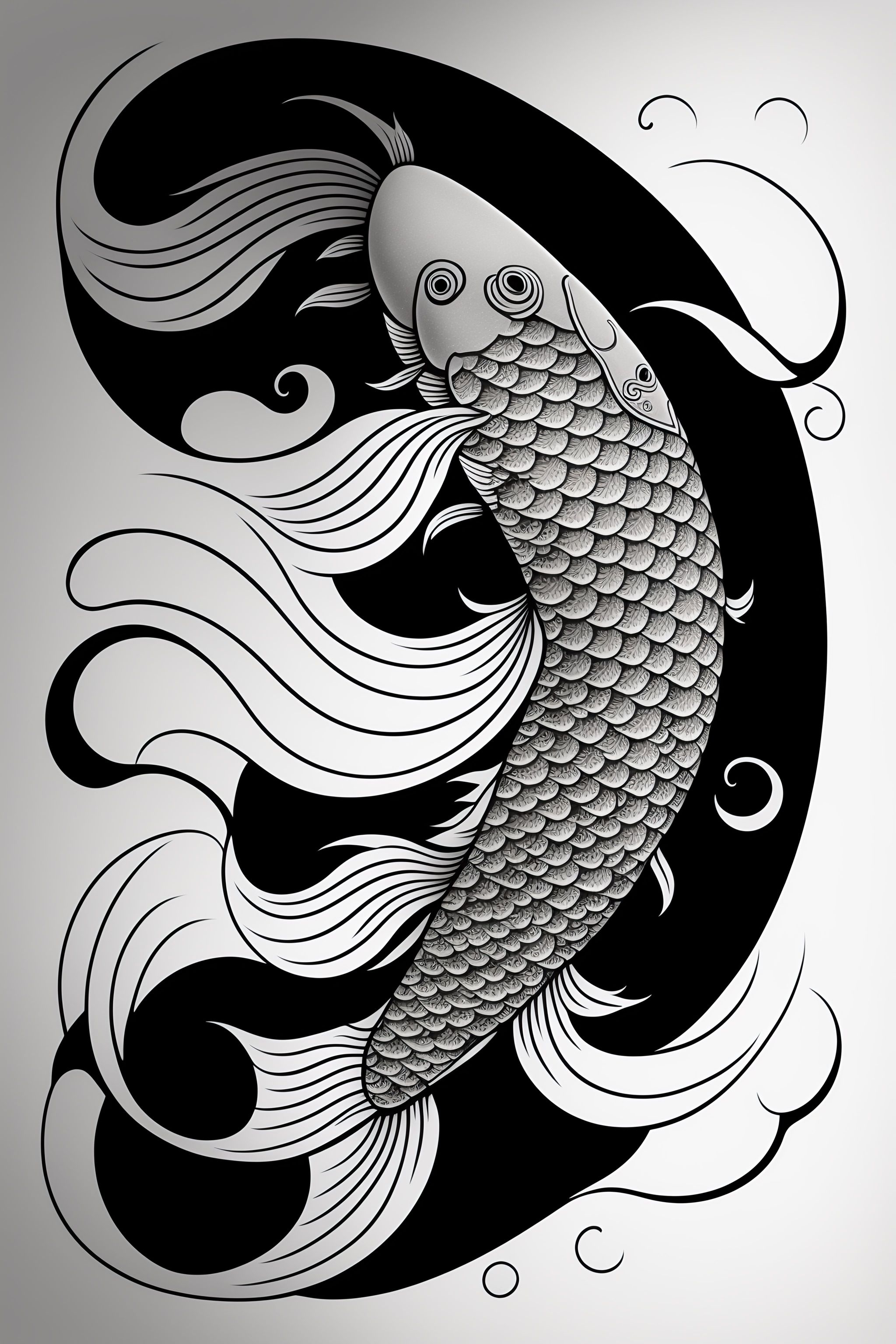 Lexica A koi carp, irezumi, Japan, japanese style, drawing, line work
