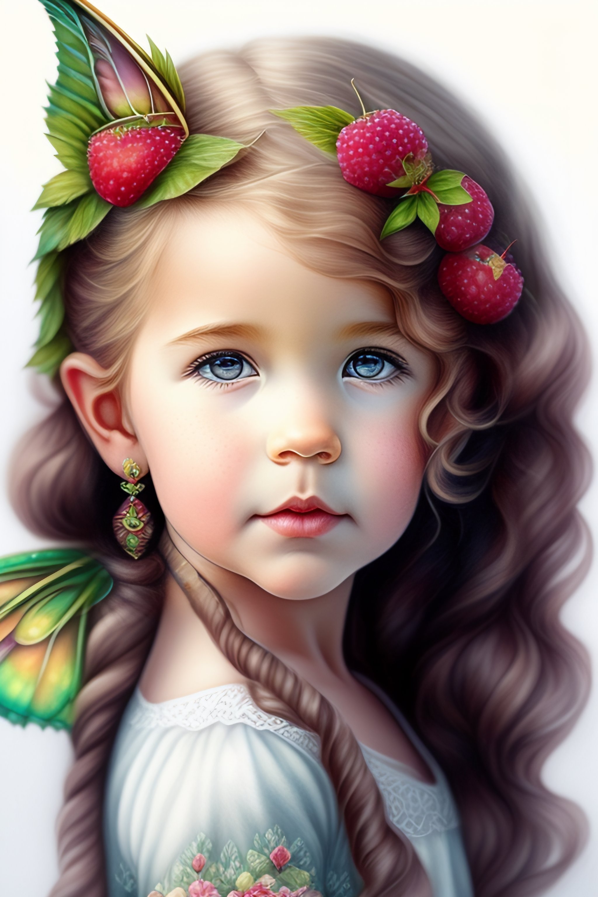 Lexica - Full figure pencil drawing 2ears toddler berry fairy , water ...