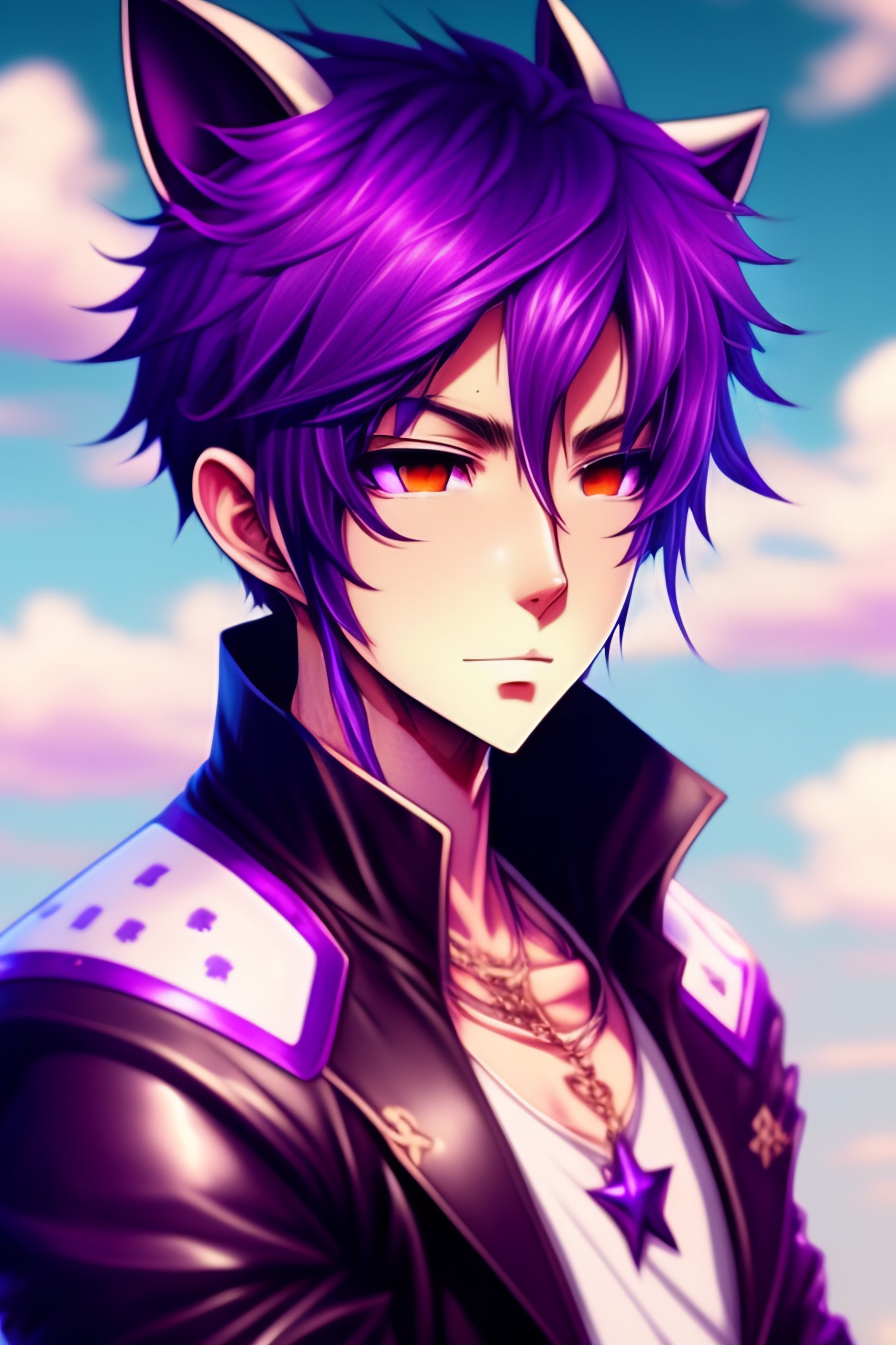 purple hair boy