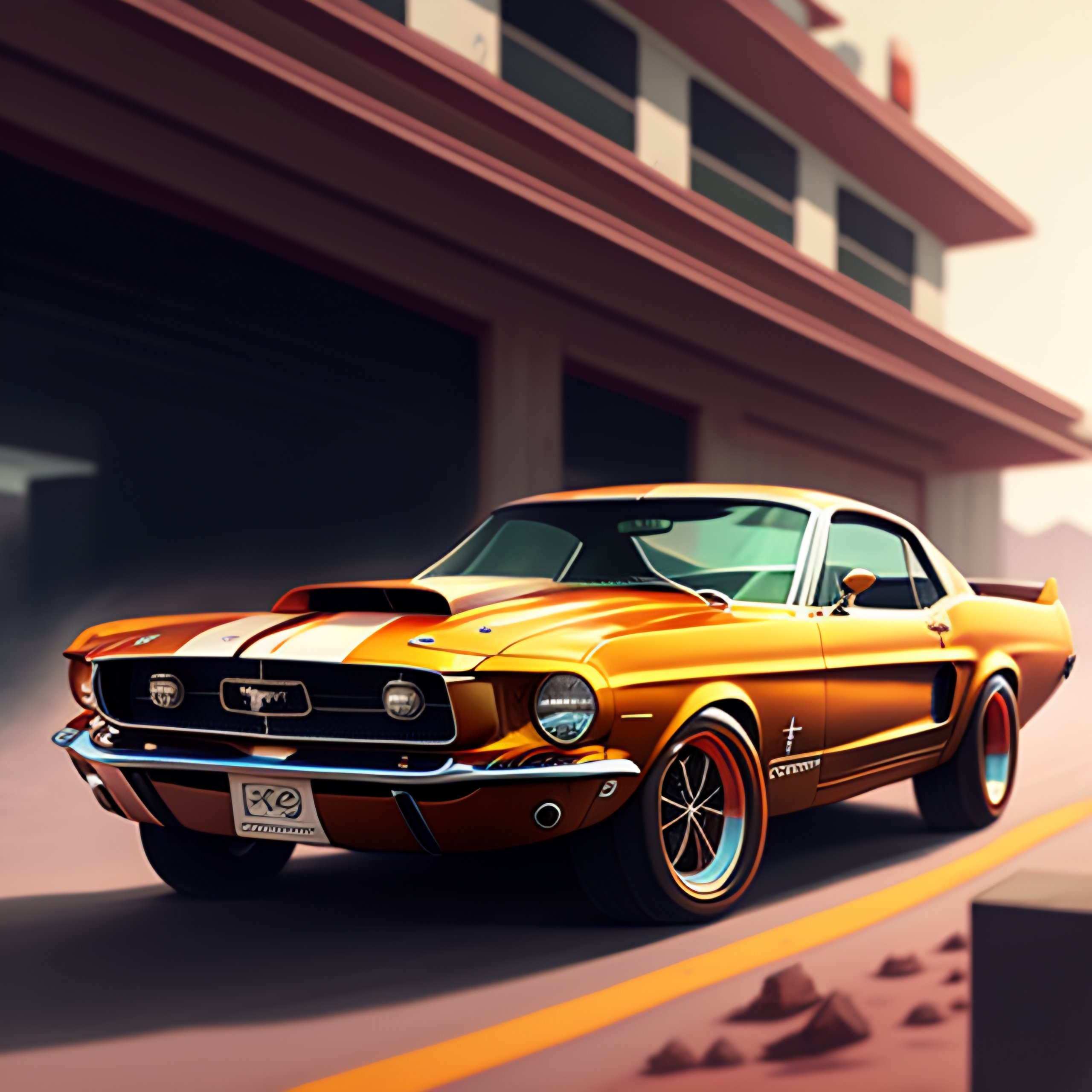 Lexica - Highly detailed portrait of a Ford Mustang GT, front view ...