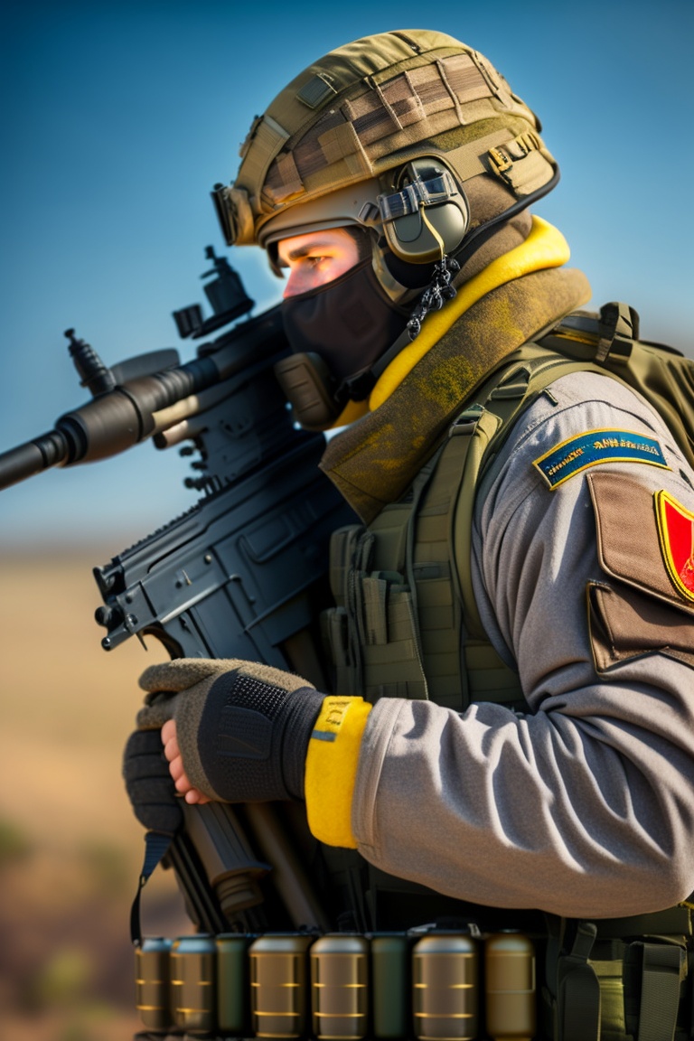 Lexica - Soldier of ukraine with a machine gun in his hands, clear details