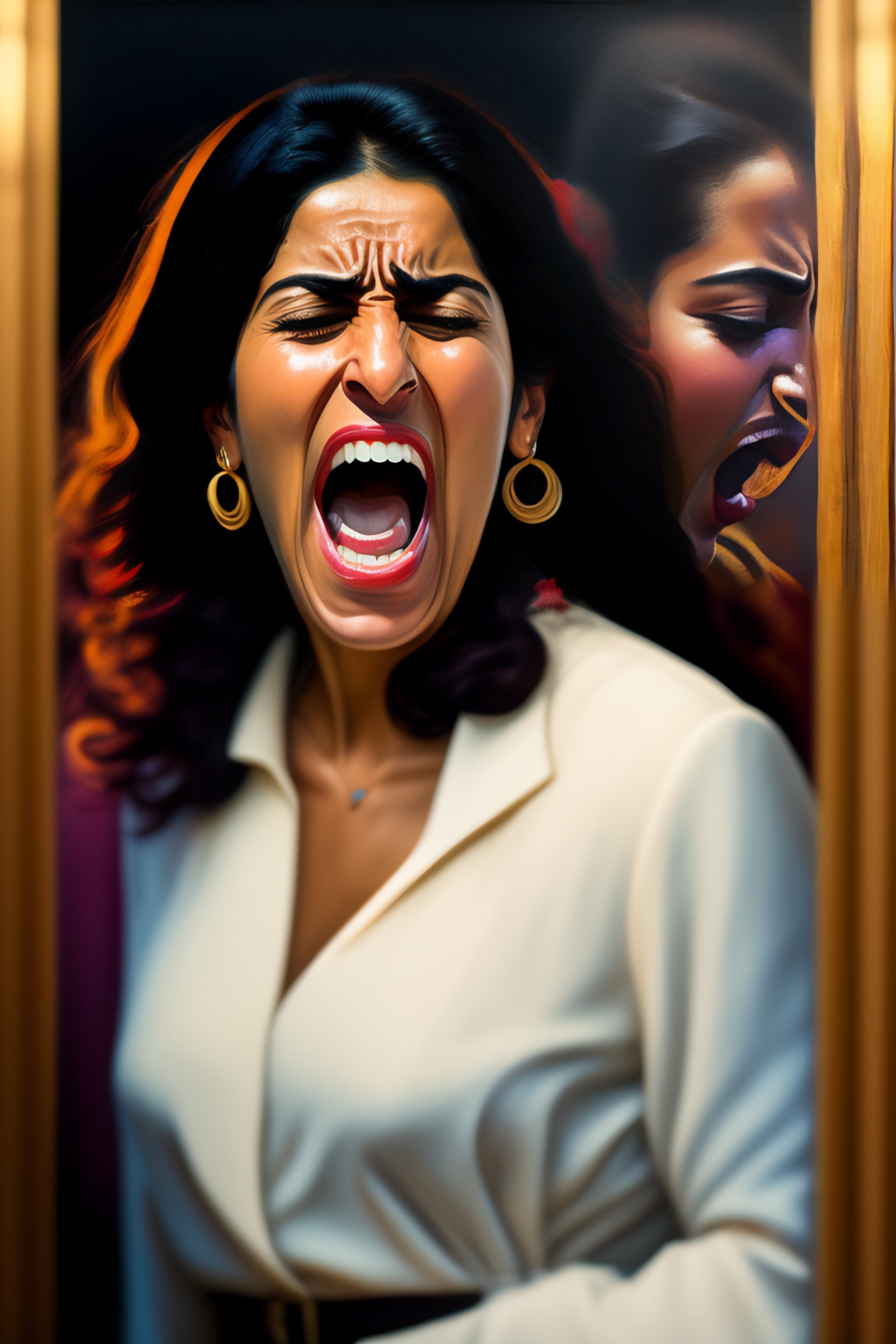 Lexica - Portrait of iranian woman screaming, crying