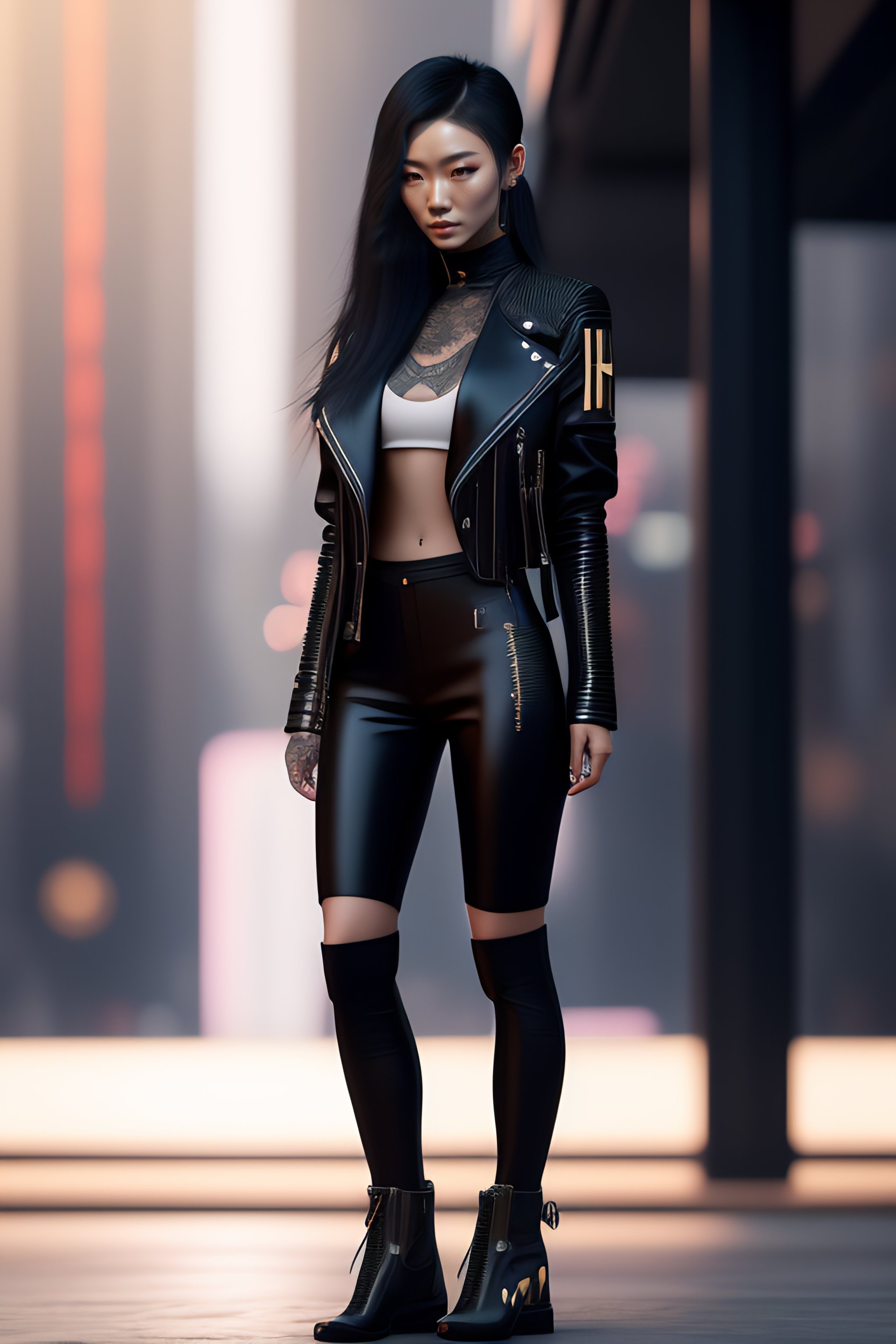 Lexica - Pretty Chinese female superhero in sleek pink coat, black