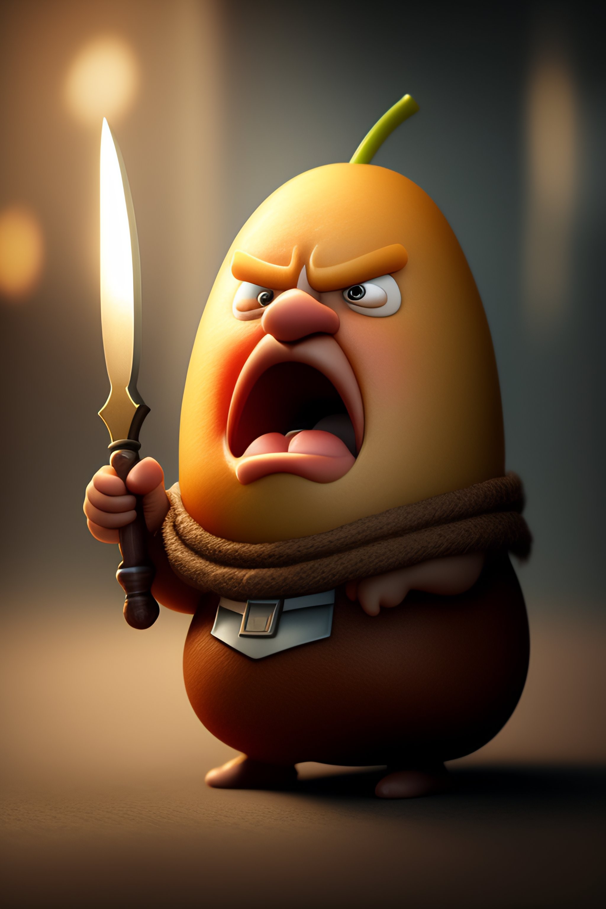 Lexica - Angry potato with weapon
