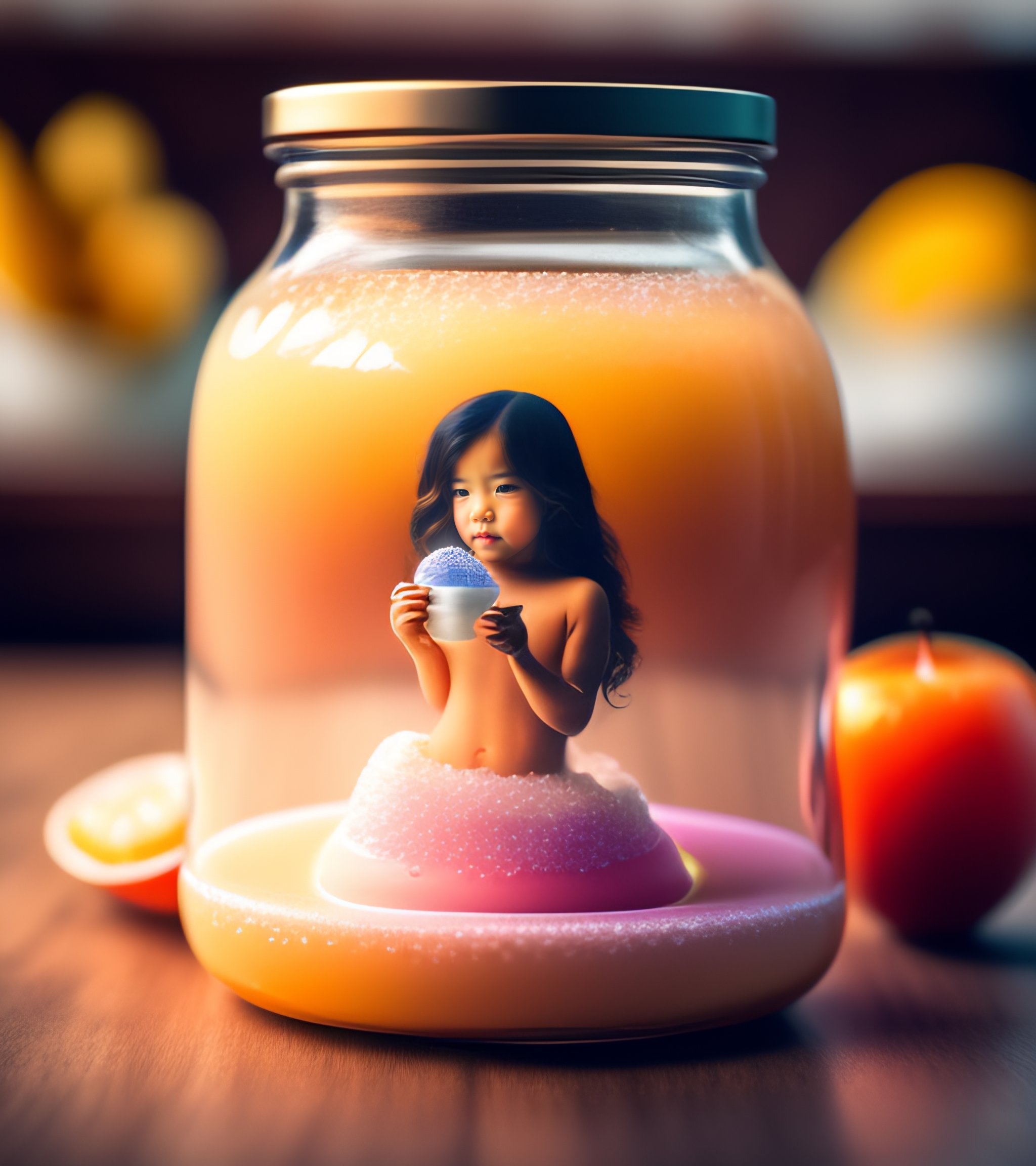 Lexica A Half Naked Beautiful Girl Holding Sugar Paste On A Jar That