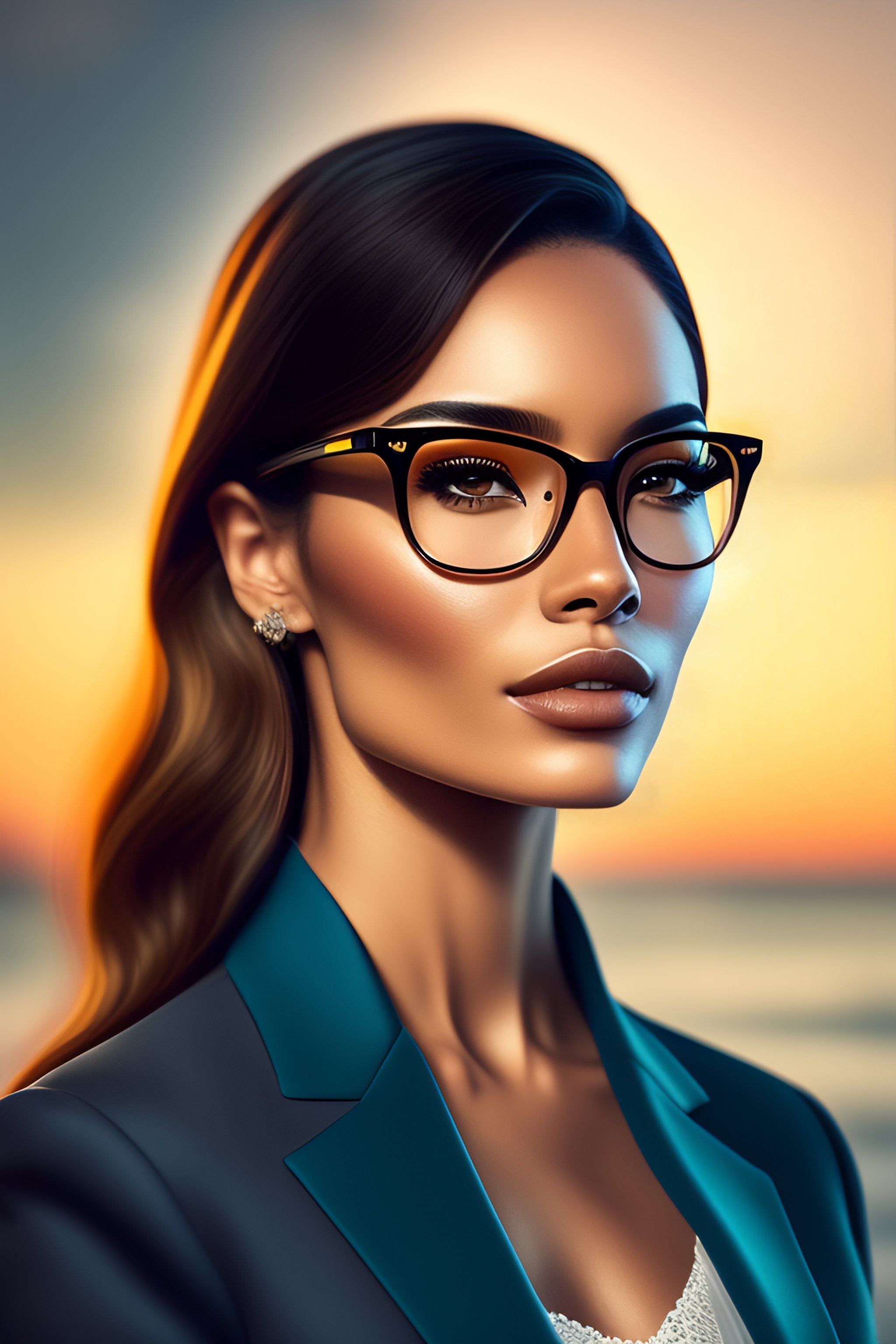 Lexica Beautiful lady with glasses and handsome man. Realistic.