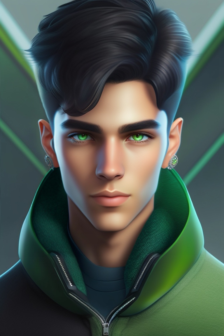 Lexica - Teenager (male) , black hair , green eyes with medical glass ...