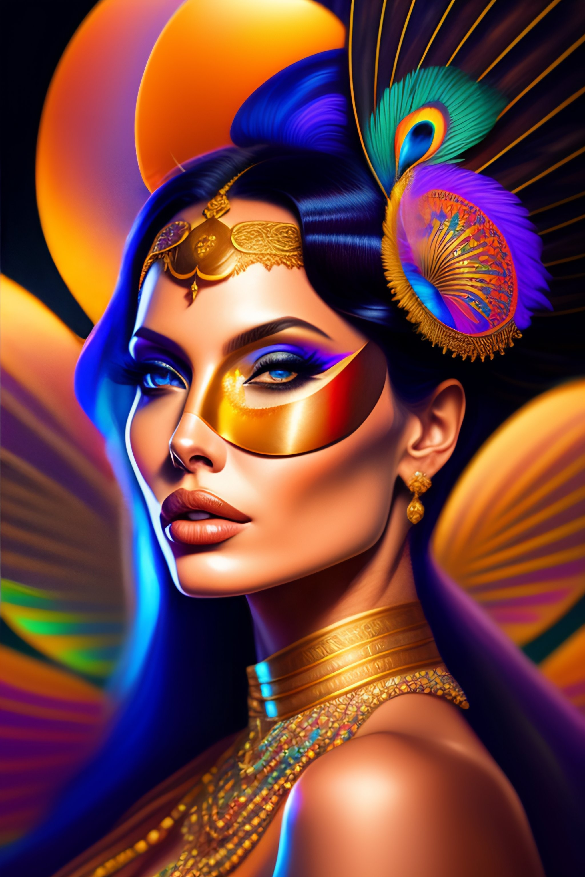 Lexica - Centered detailed portrait of a masked Angelina Jolie wearing ...