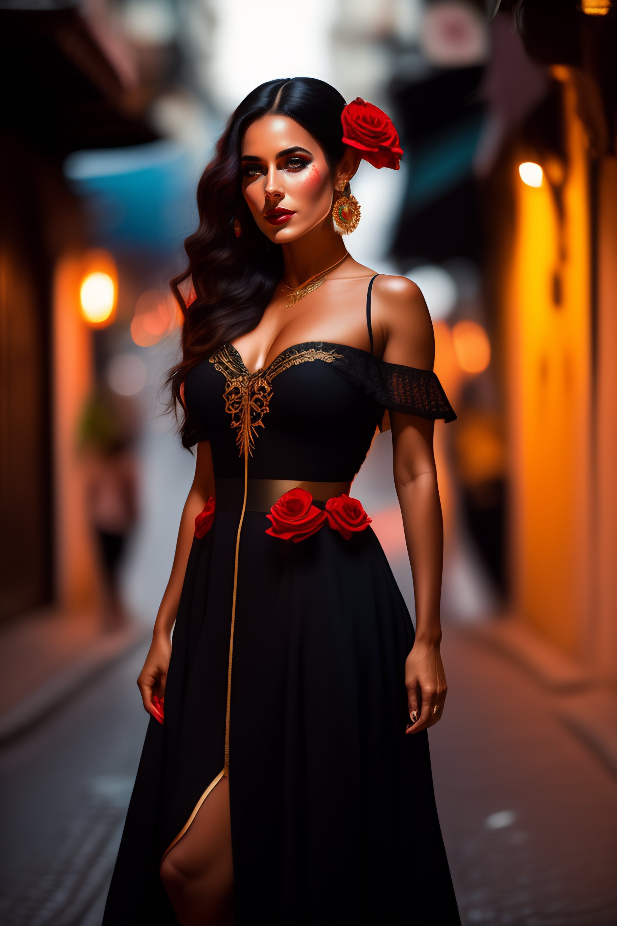 Black dress 2025 with red roses