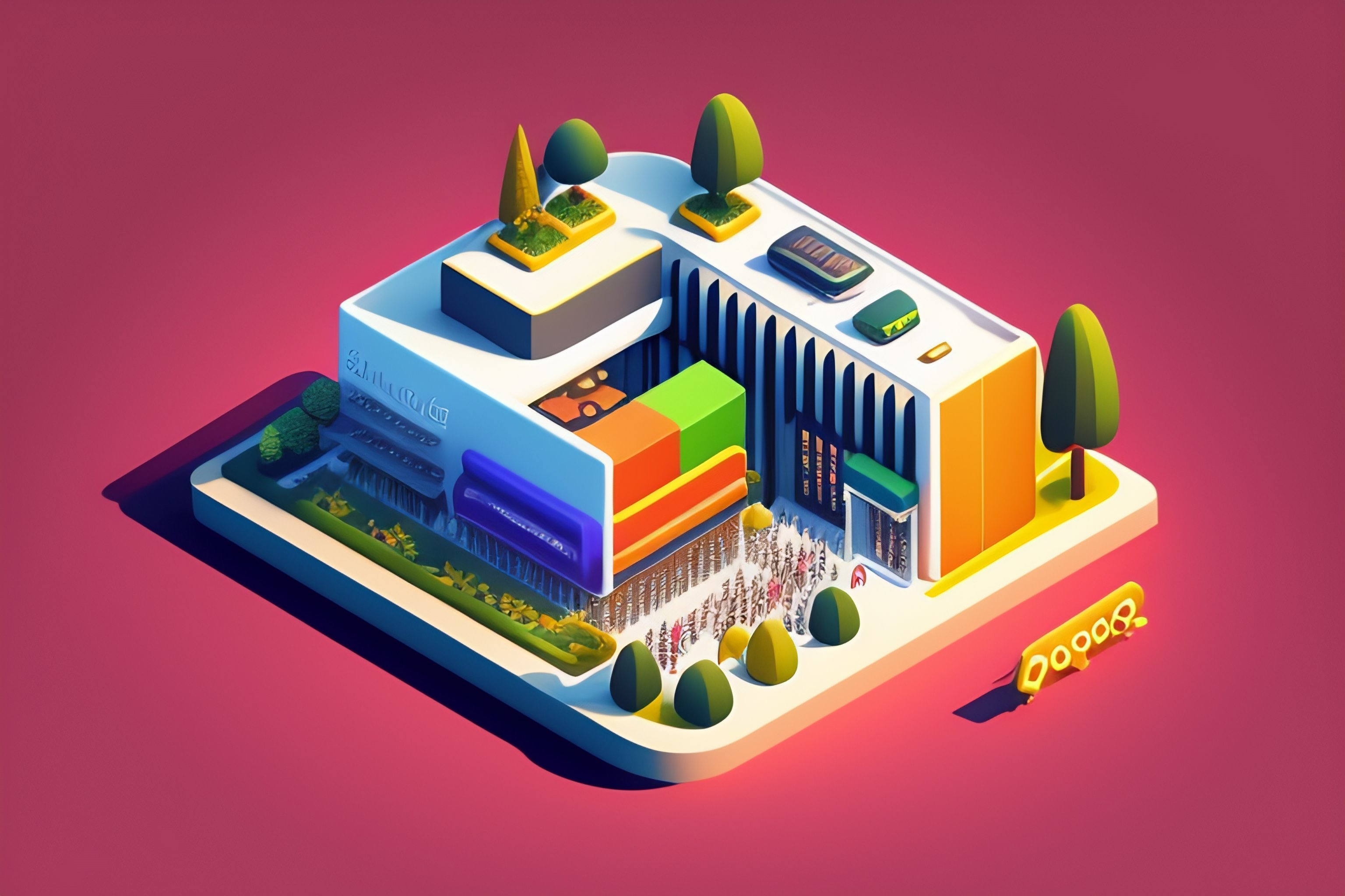 Lexica - Isometric view illustration of Google offices
