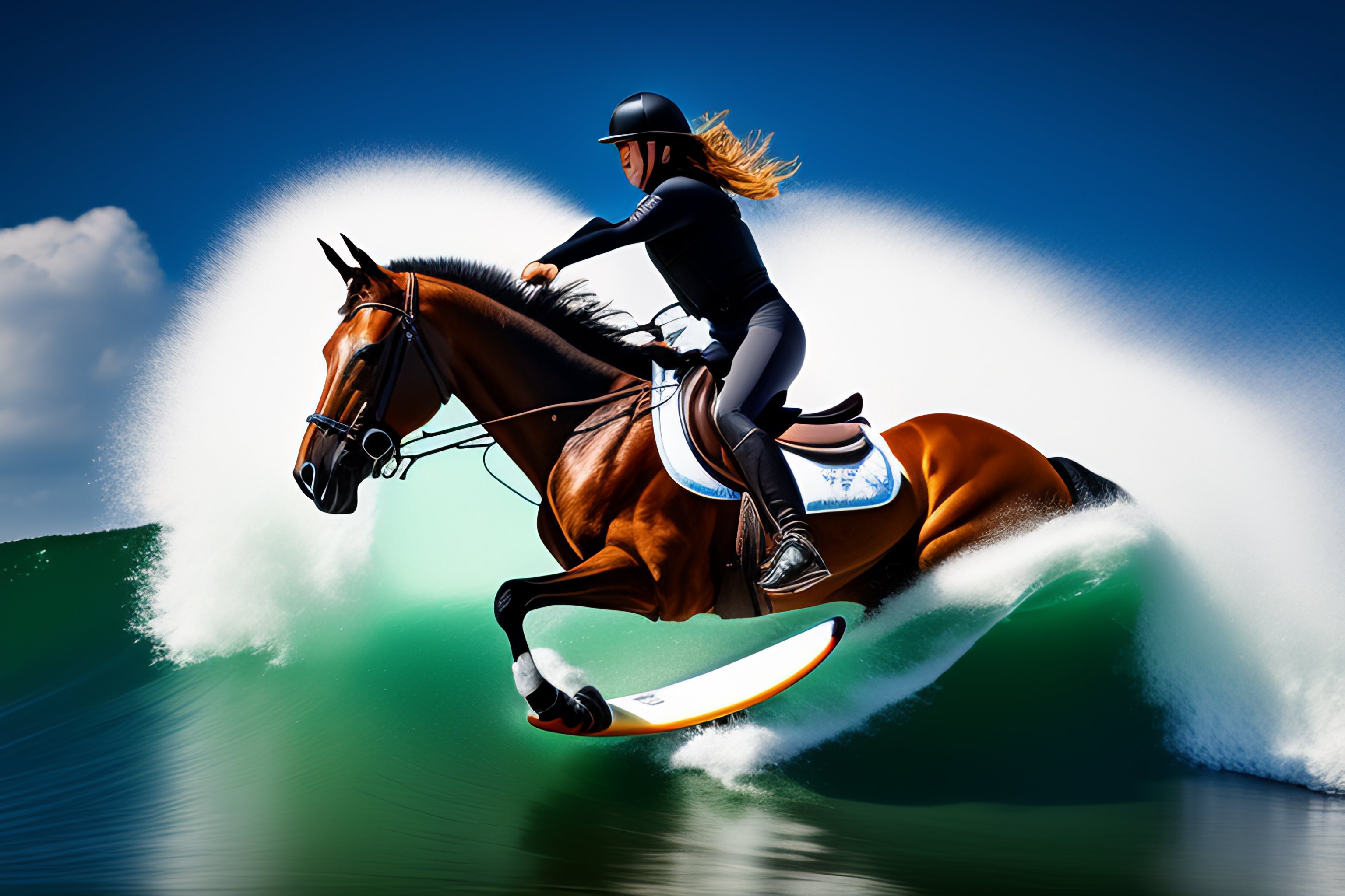 Lexica Portrait of horse surfing