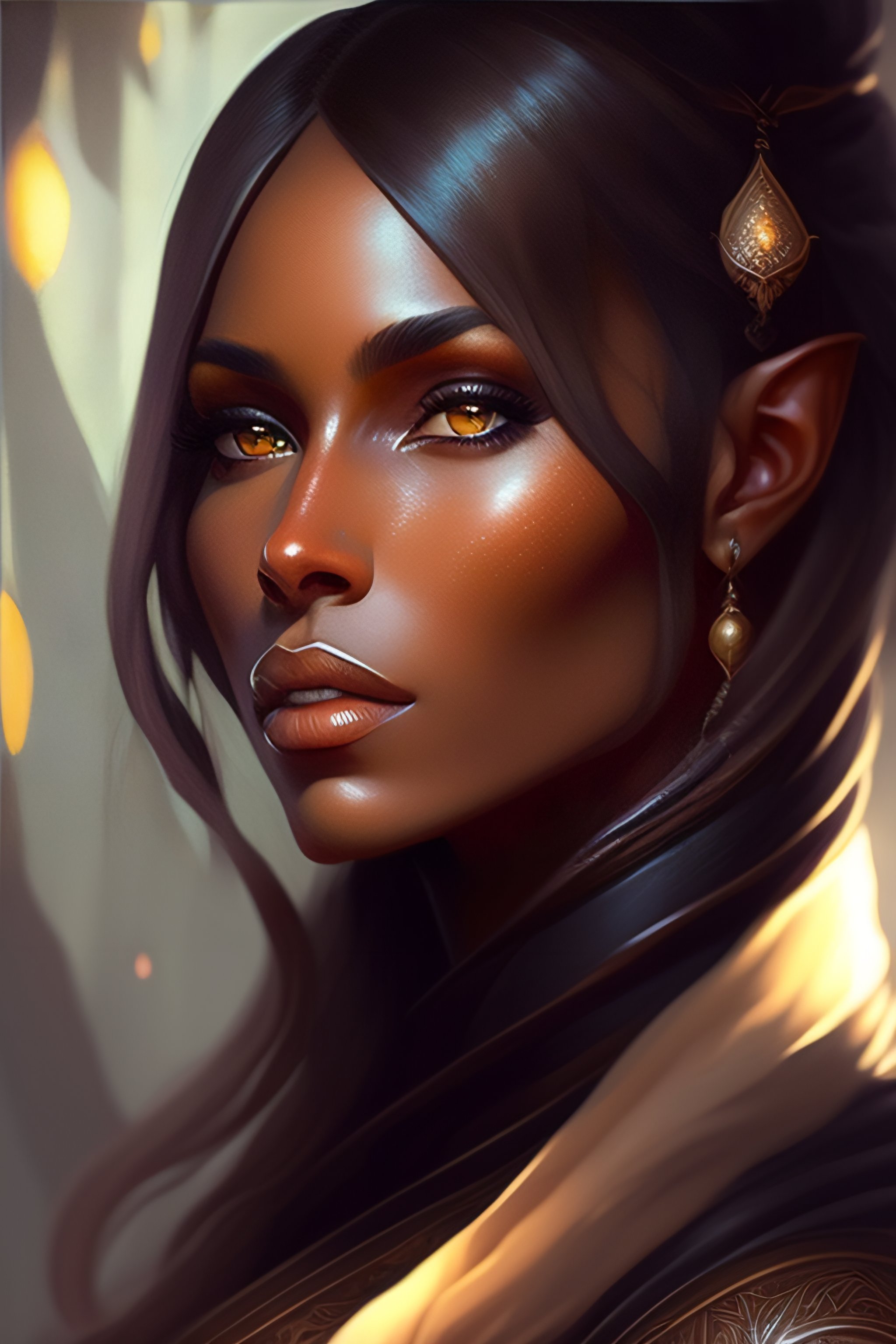 Lexica - A portrait of drow female elf , brown air, fantasy, sharp ...