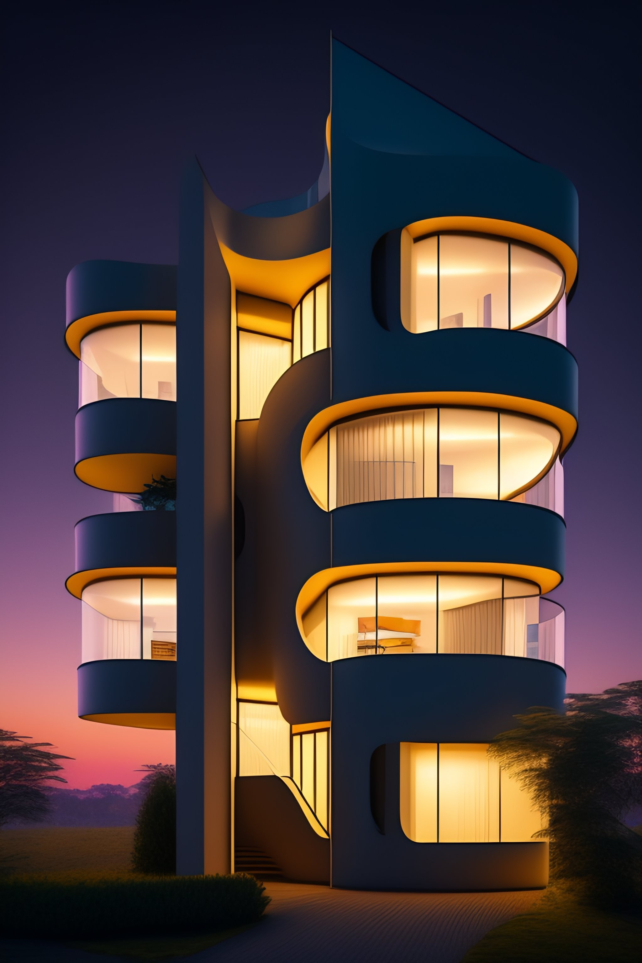 Lexica - Multi-storey house built in the shape of a vertical crescent ...