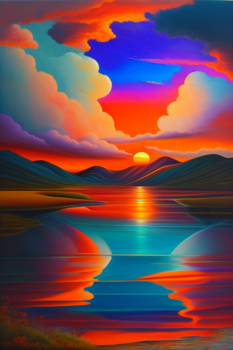 Lexica - A vibrant sunset painting the sky with varied shades ...