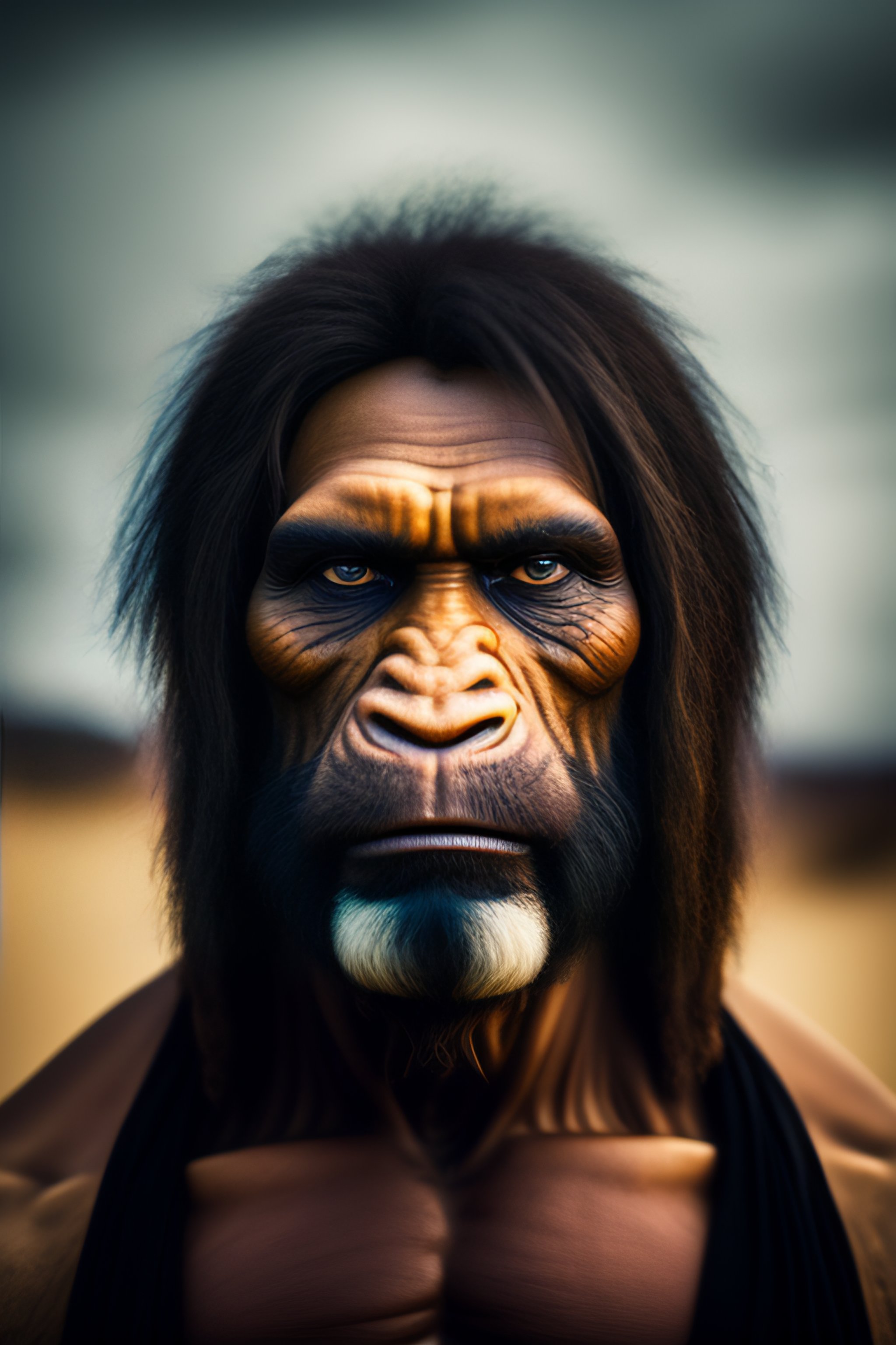 Lexica - Photograph of a Neanderthal, nikon 85mm dslr