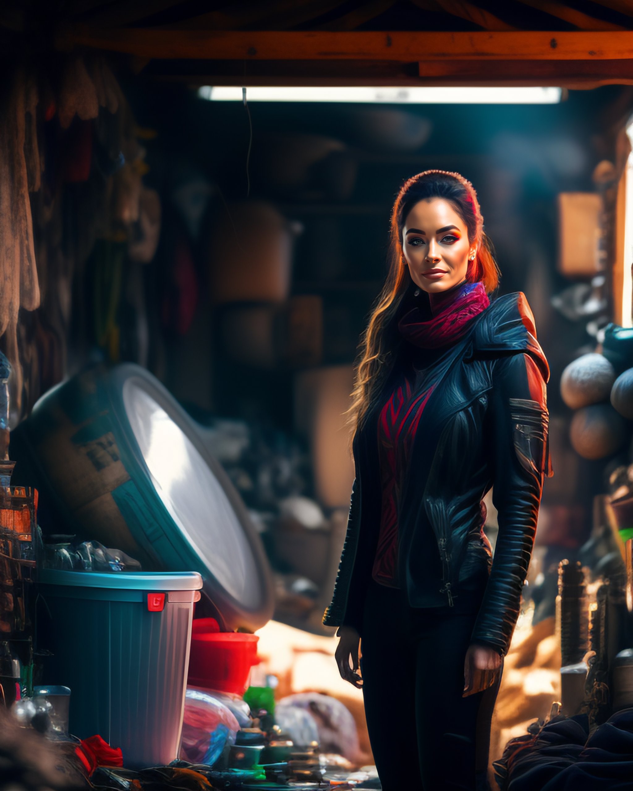 Lexica - Wide angle Environmental shot of evil Cyborg in a cluttered ...