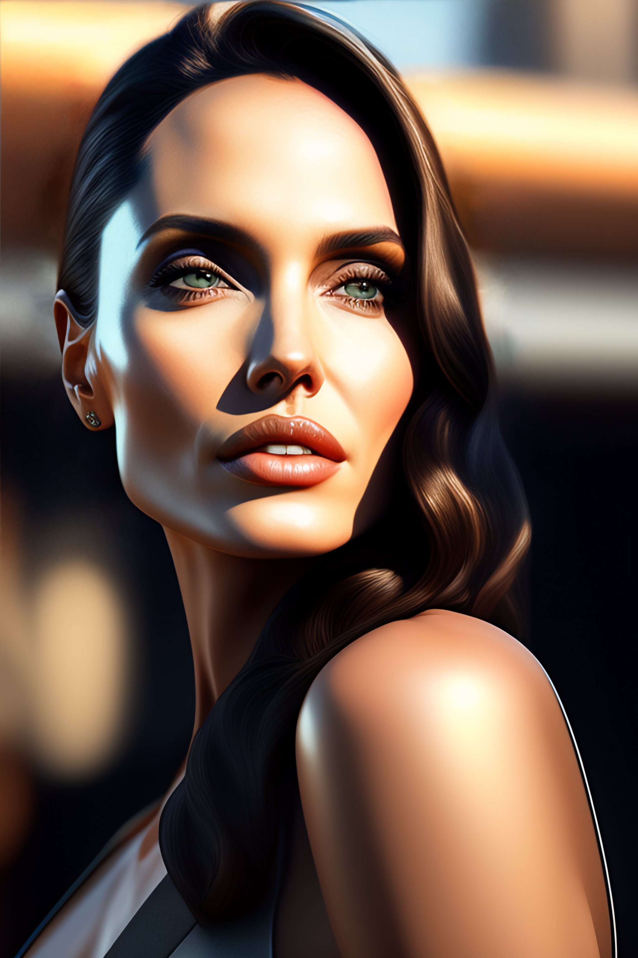 Lexica Realistic 3d Render Ultra Detailed Of A Beautiful Porcelain Profile Angelina Jolie Face 