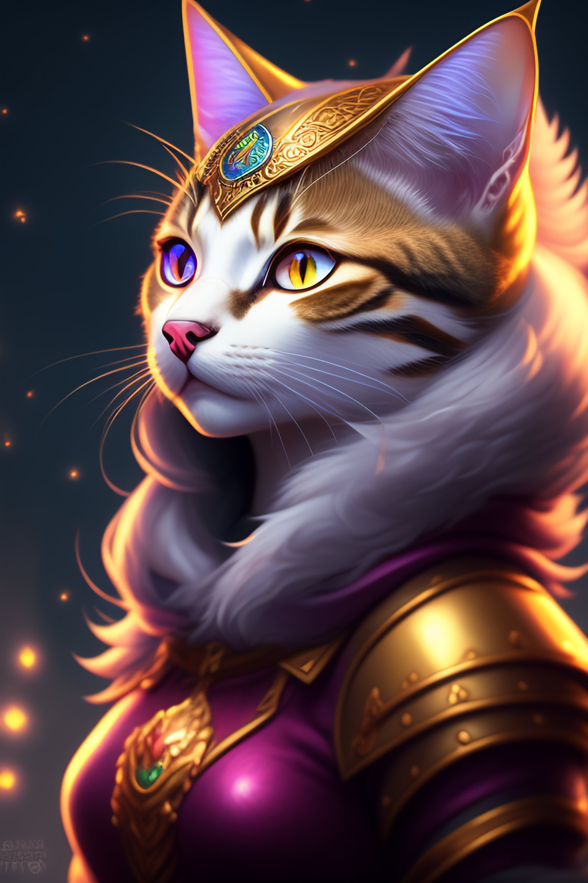 Lexica - Vtuber portrait of a Cat Witch, Anthropomorphized, furry art,  League of legends champions artwork, D&D, fantasy, centered, symmetrical,  high...