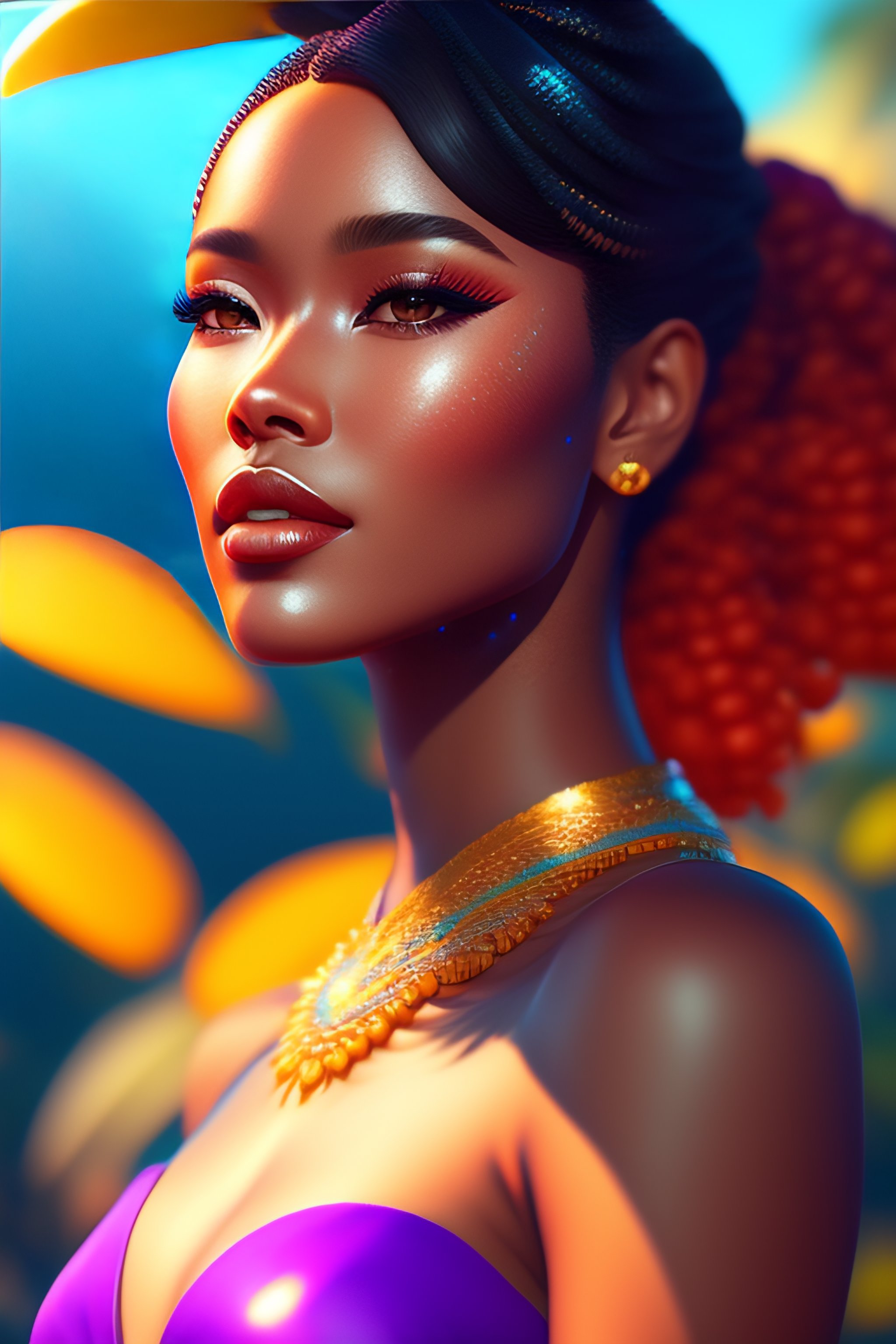 lexica-a-beautiful-fashion-woman-of-love-tropical-sea-background