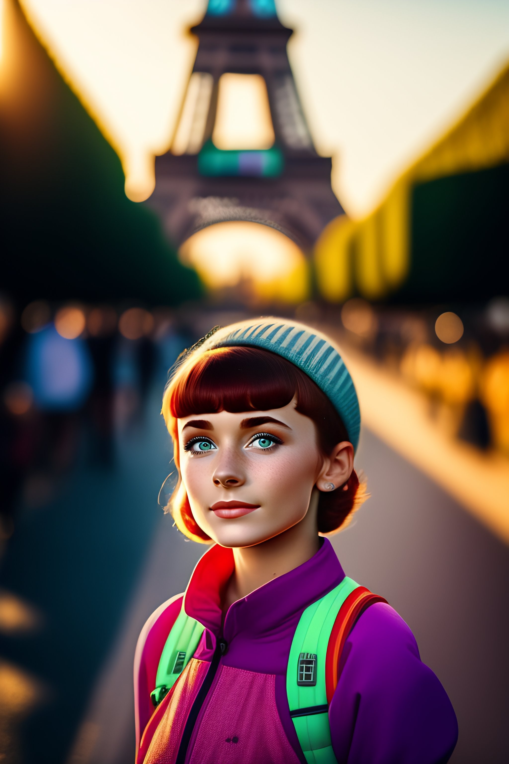 lexica-12-years-old-girl-walking-by-the-eiffel-tower-audrey-hepburn