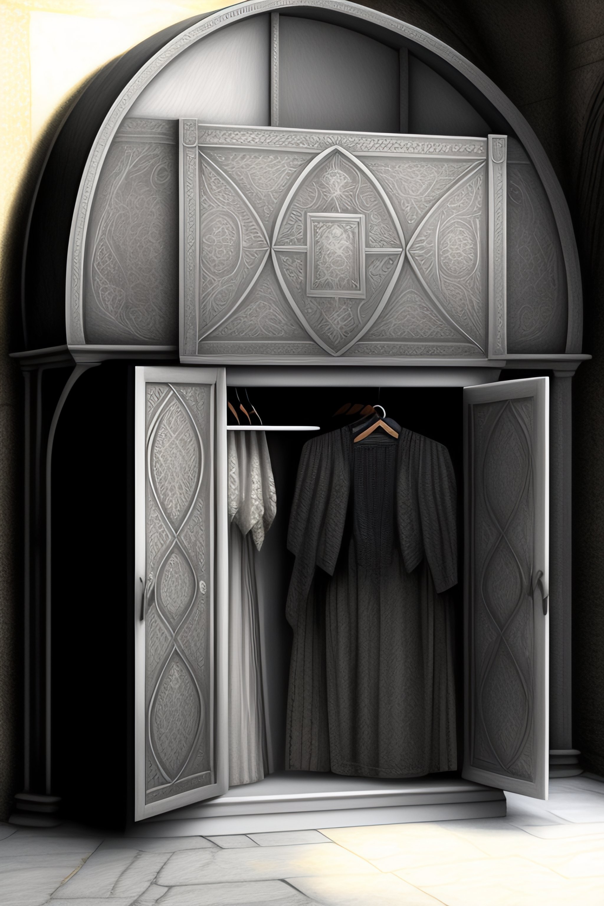 Lexica - Medieval wardrobe pencil drawing