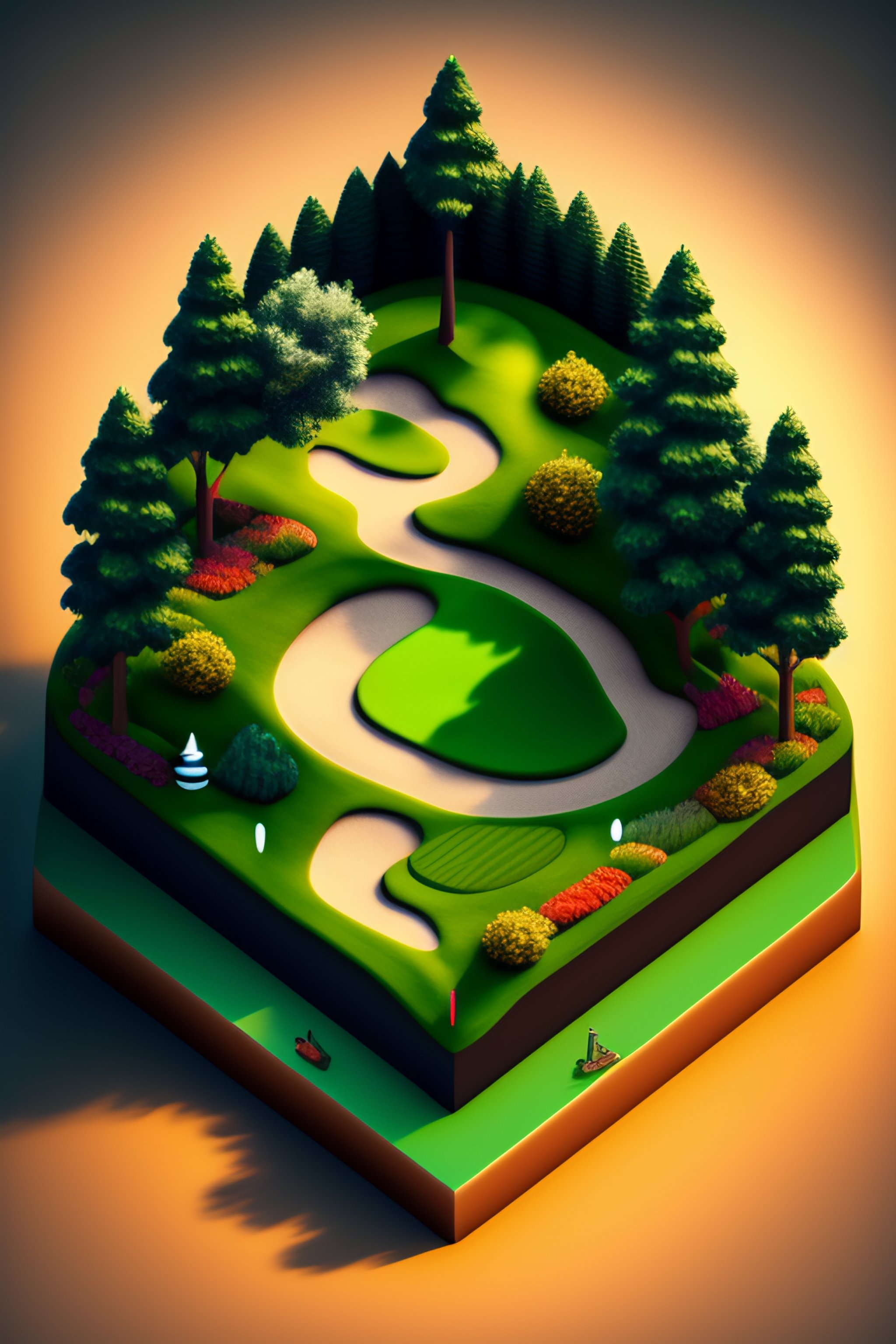 Lexica - Isometric view of a beautiful golf course